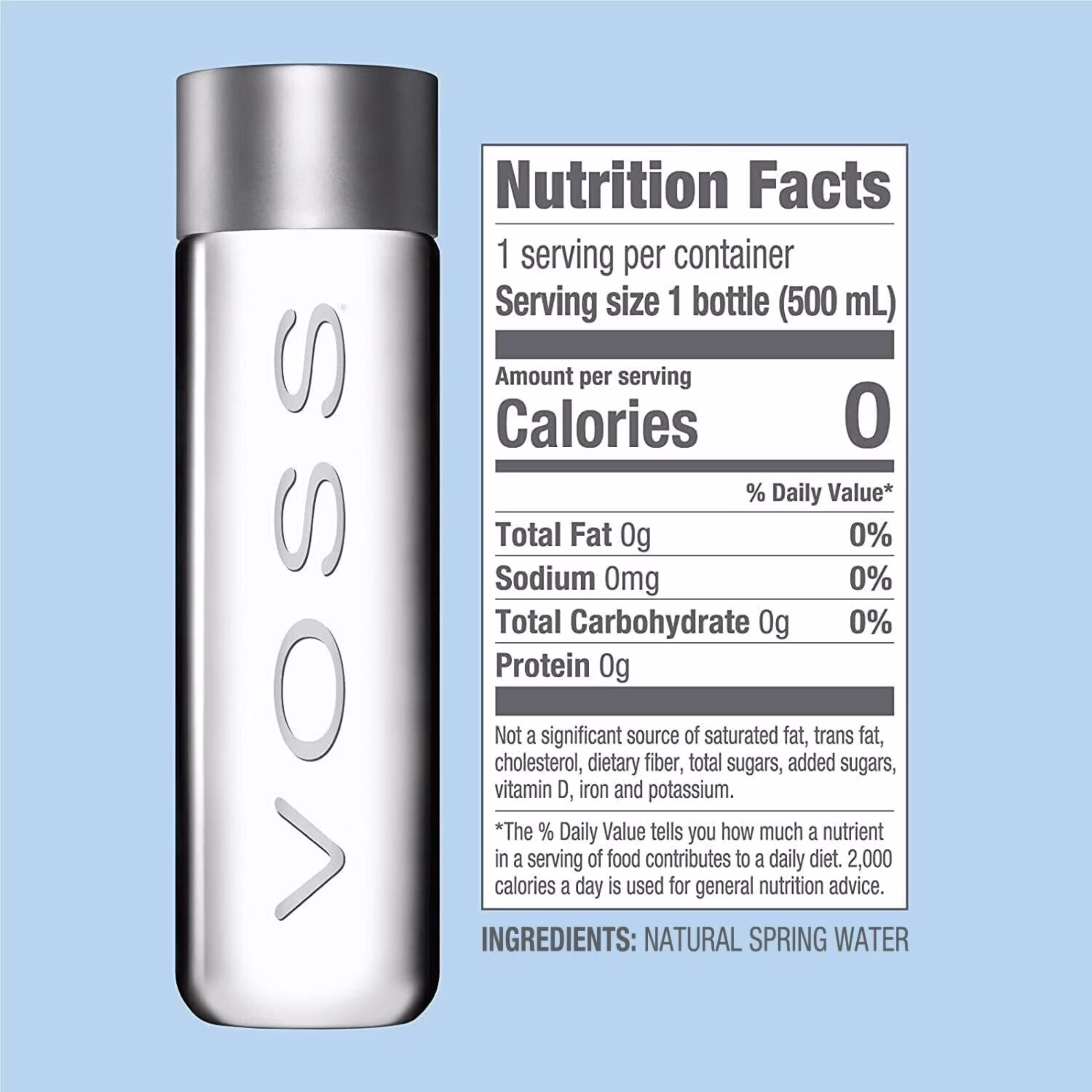 VOSS Natural Spring Water 850ml PET Bottle still, Allergens not Contained