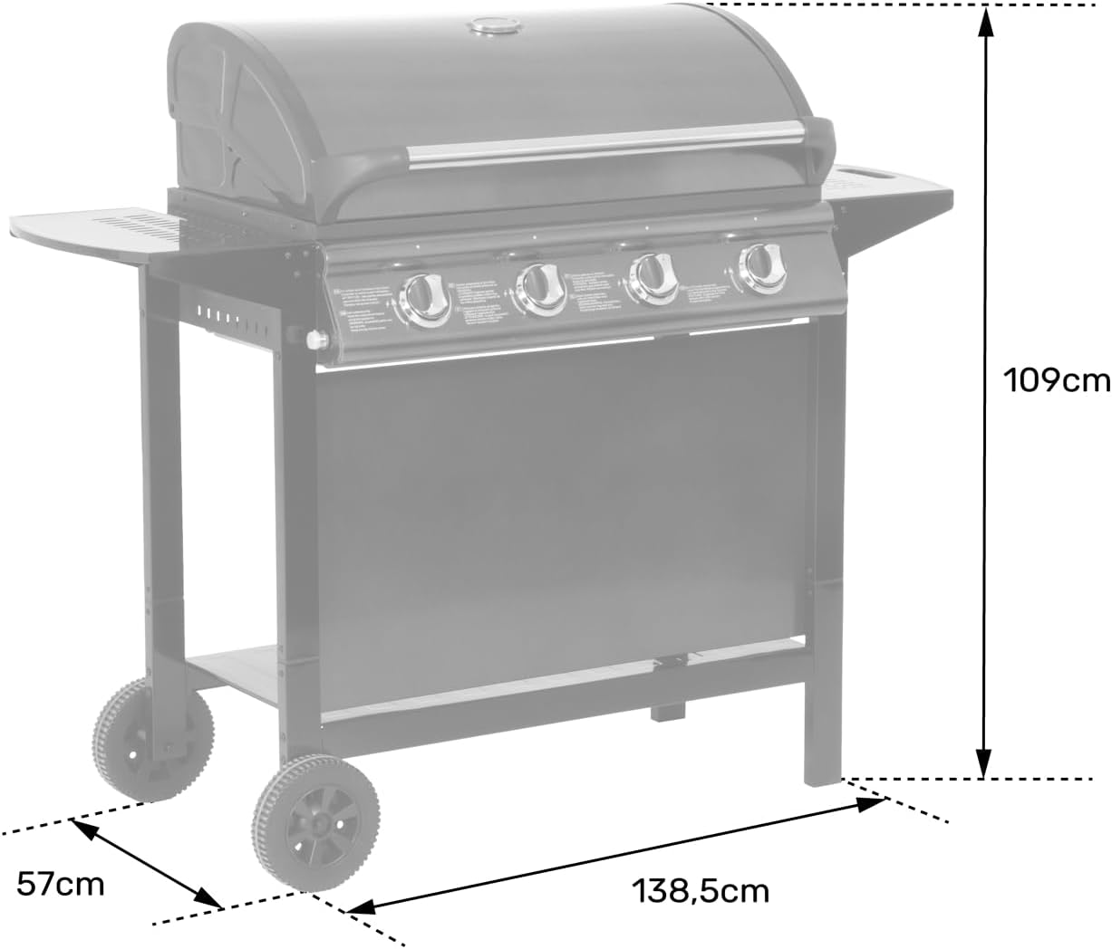 Barbecue gaz RENO 4 brûleurs thermomètre 14 kW