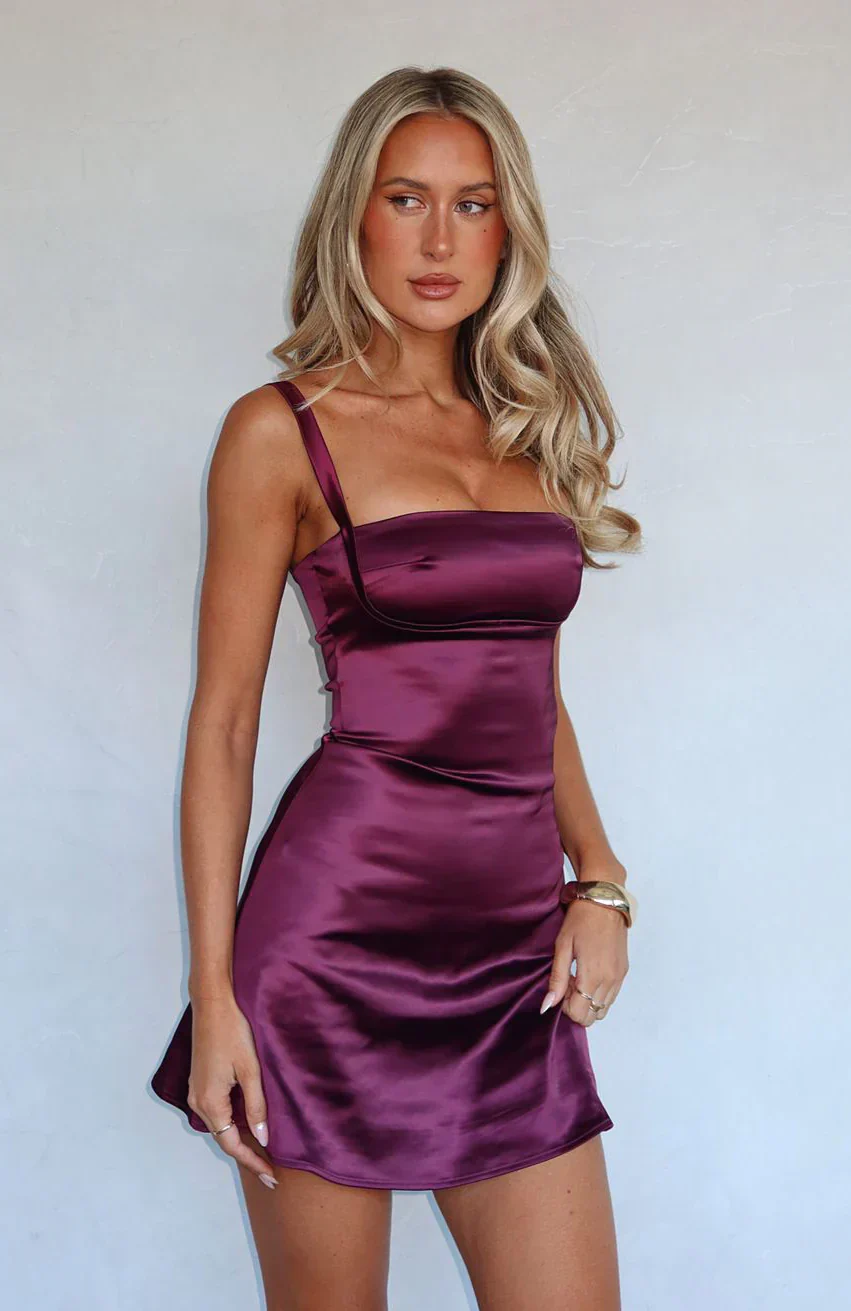 Just A Girl Mini Dress Deep Plum