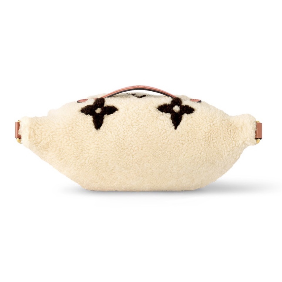 LOUIS VUITTON woolen leather Fanny pack beige