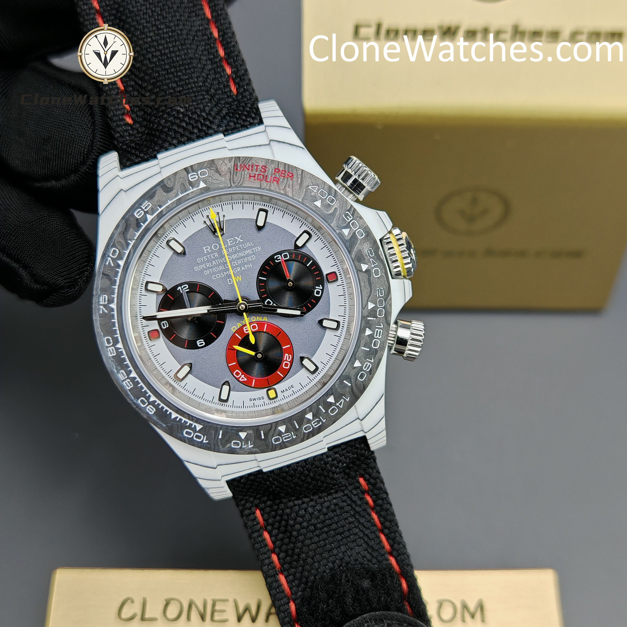 Modified Super Clone Watches 1:1 DIW Rolex Daytona 4130 Movement Black Strap