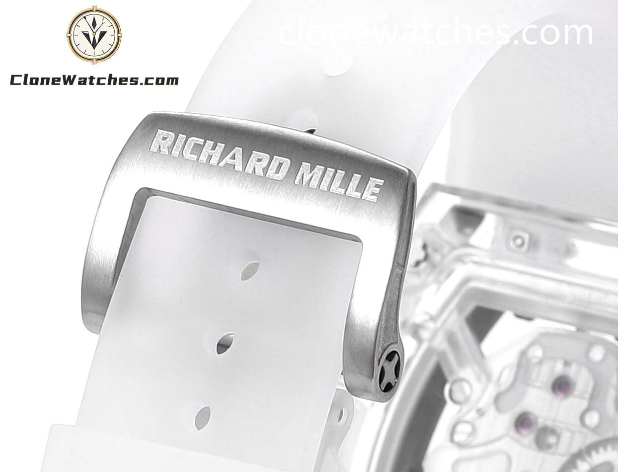 Richard Mille Super Clone Watches 1:1 RM 052 Full Transparent Tourbillon Skull White Strap