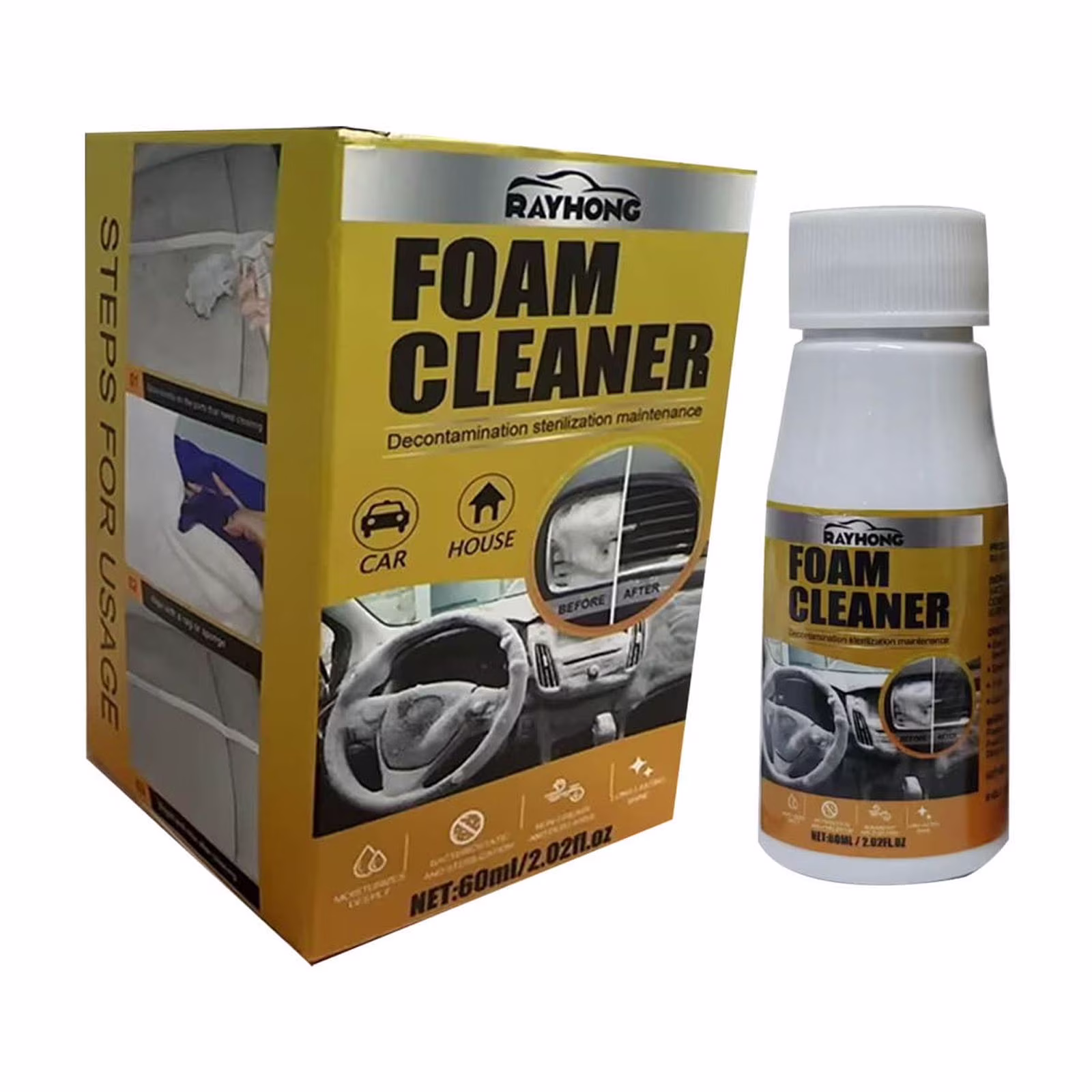 Car Interior Foam Refinisher Cleaner, All Around Master Foam Cleaner, Multi Purpose Foam Cleaner for car, All Purpose Rinse Cleaning Foam, Foam Cleaner All Purpose for Car and Kitchen