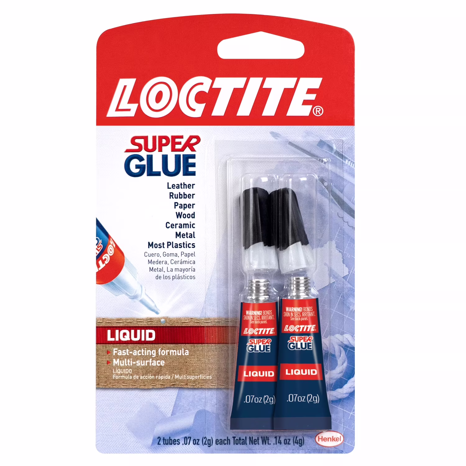 Loctite Super Glue Liquid Tube, 1 Pack of 2 Tubes, Clear 0.07 oz Tubes