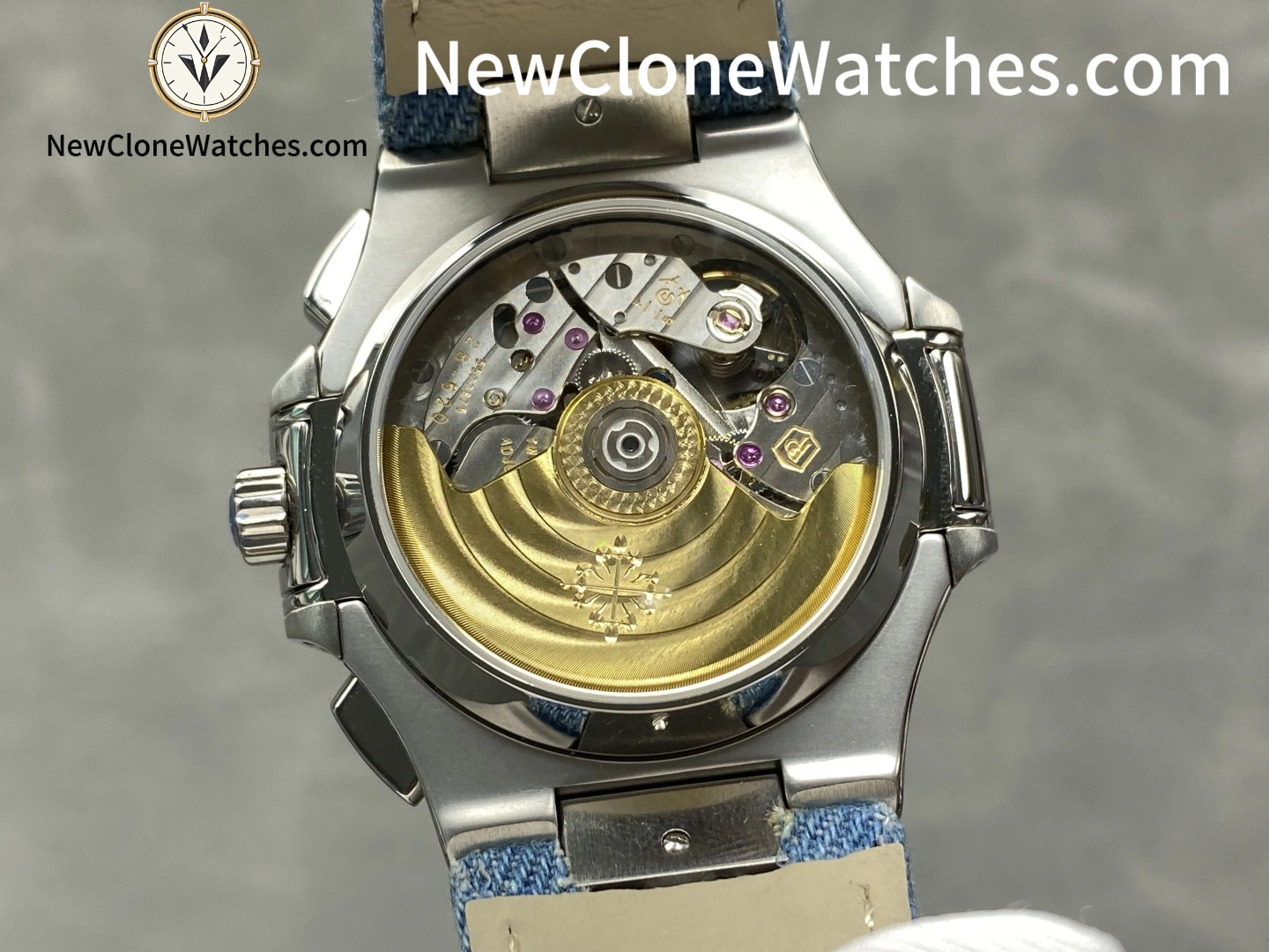 Patek Philippe Nautilus Replica 5980/60G-001 Flyback Chronograph Blue Gray Dial Men's Watch