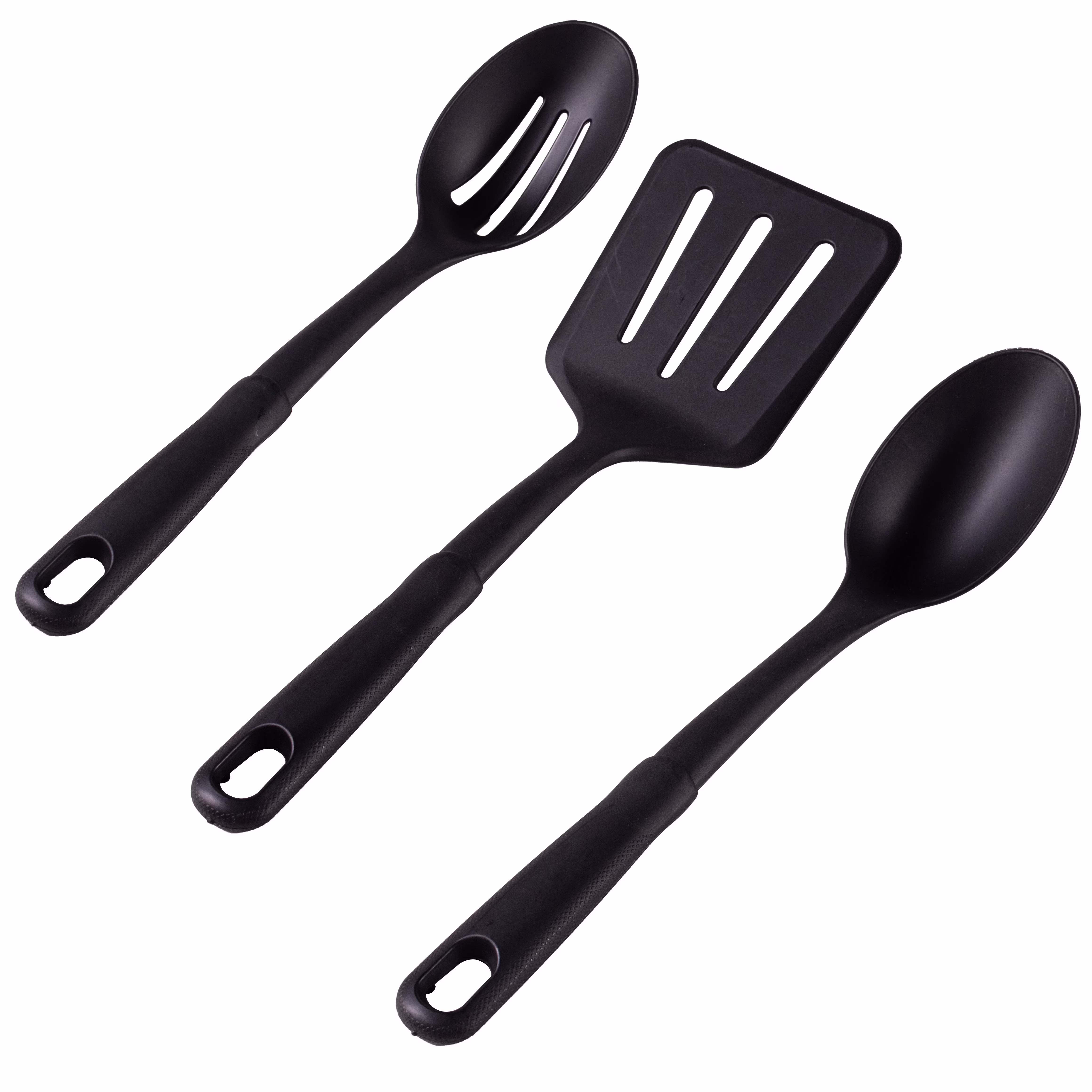 Mainstays Nylon Kitchen Utensil Set, 3 Piece, Black, Non-Stick Cookware Compatible
