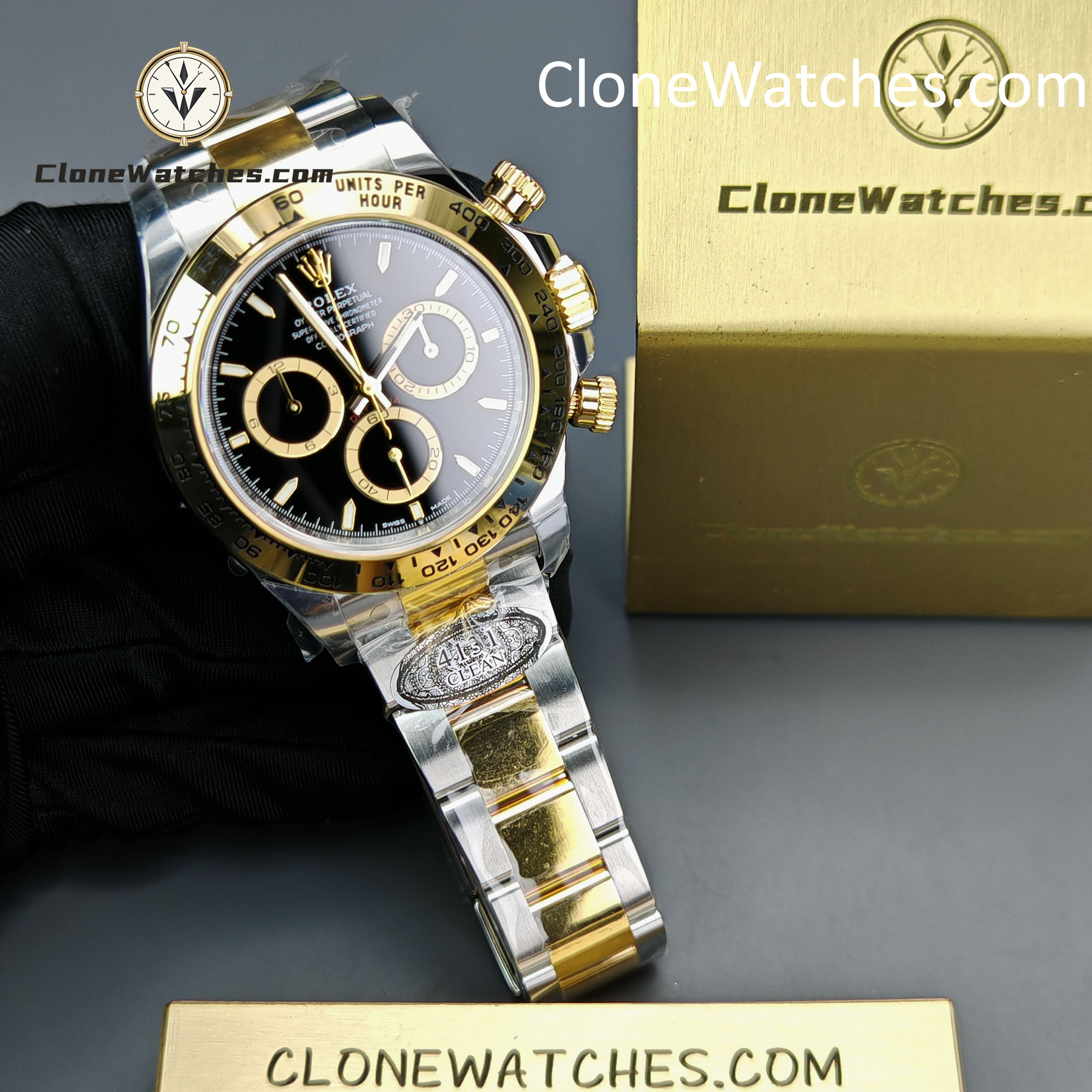Rolex Super Clone Watches 1:1 Daytona 18k Gold Black Dial M126503-0003 4131 Movement