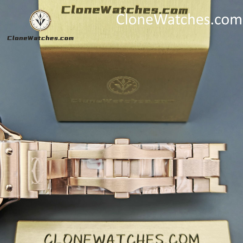 Cartier Super Clone Watches 1:1 Santos Rose Gold White Dial 39.8MM WGSA0018