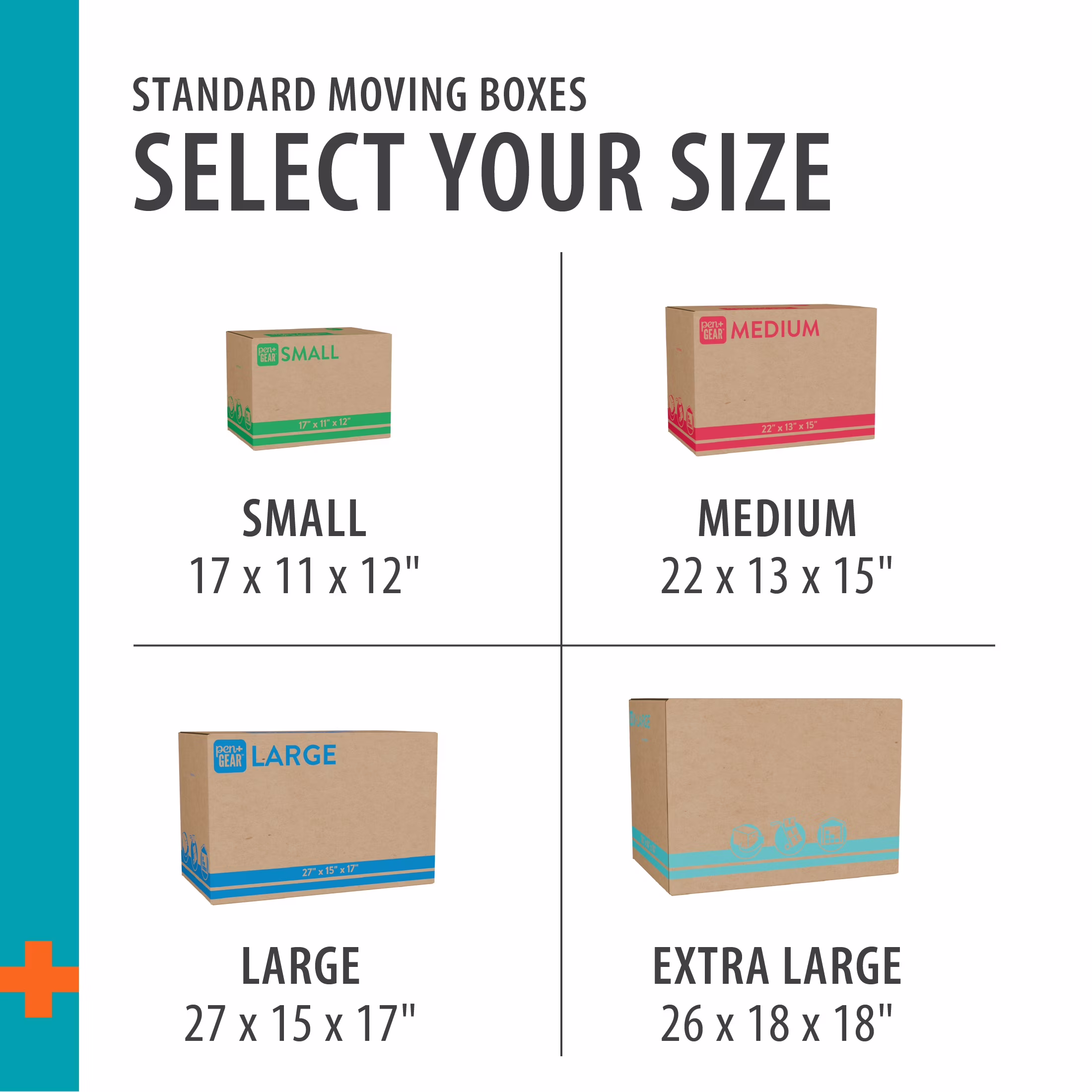 Pen+Gear Large Moving Boxes, 27L x 15W x 17H, Kraft