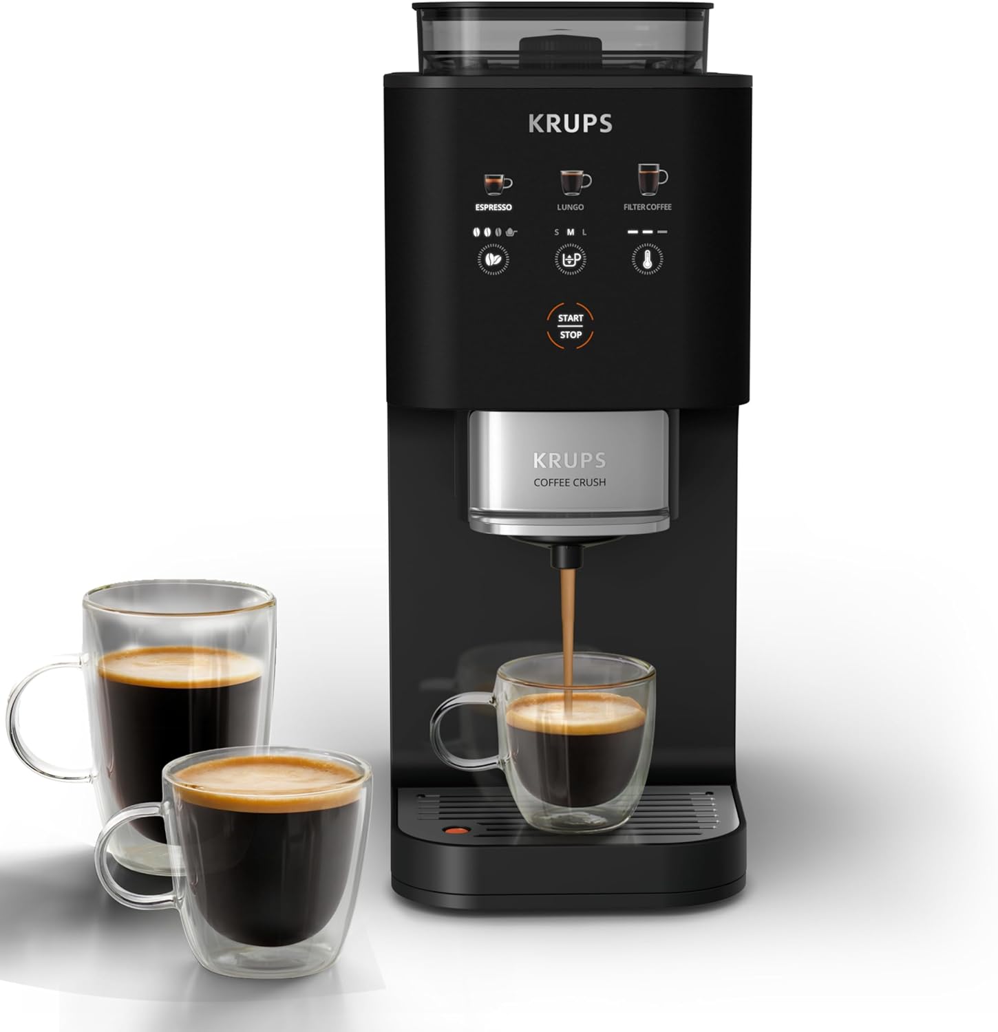 Machine café grains Coffee Crush Extra compacte nettoyage facile noir