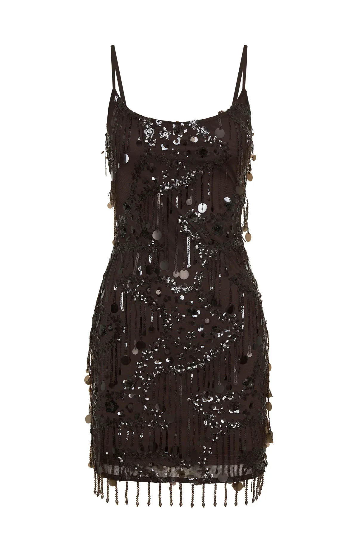 Decadent Daze Beaded Mini Dress Chocolate
