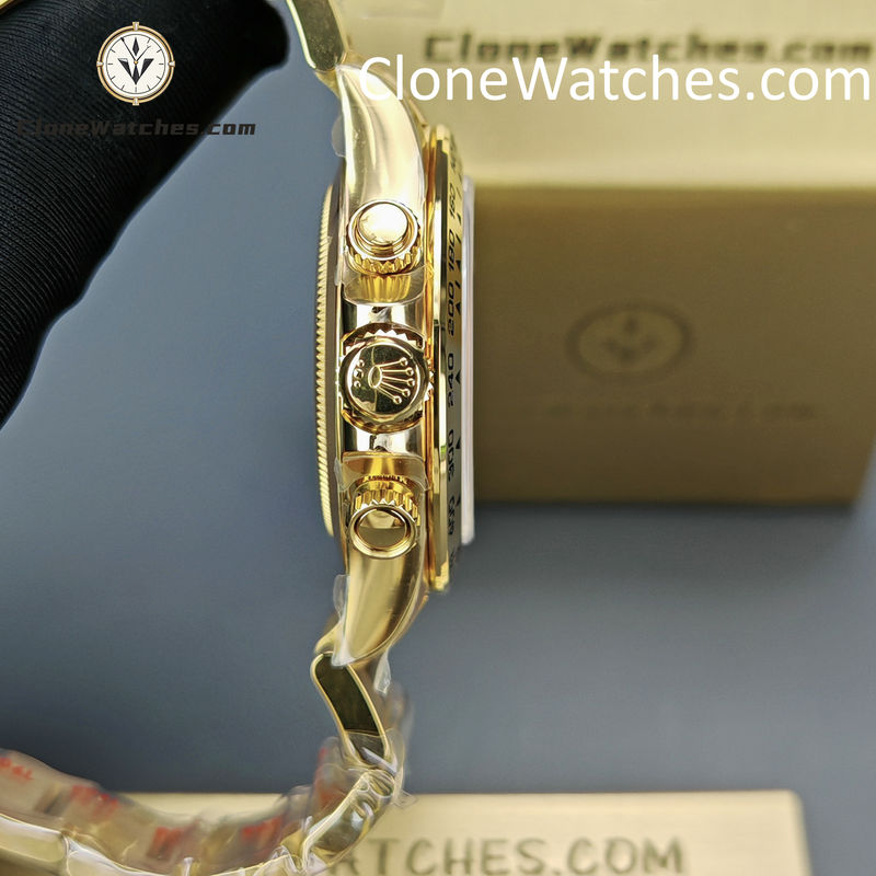 Rolex Super Clone Watches 1:1 Daytona 18K Gold Black Dial M116508-0009 4130 Movement