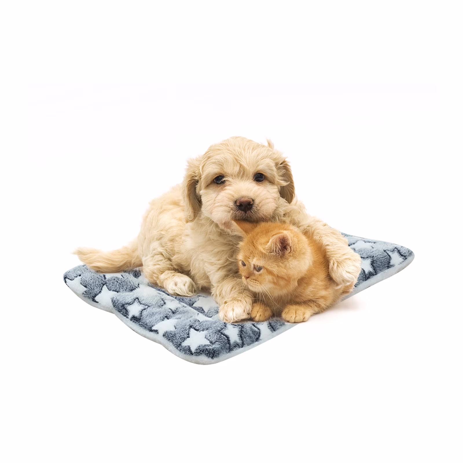 JeashCHAT Calming Cat Blanket Cat Bed Dog Crate Pad Ultra Soft Pet Pad with Cute Star Print, Comfortable Washable Thickened Warm Non-Slip Pet Mat on , 12.6