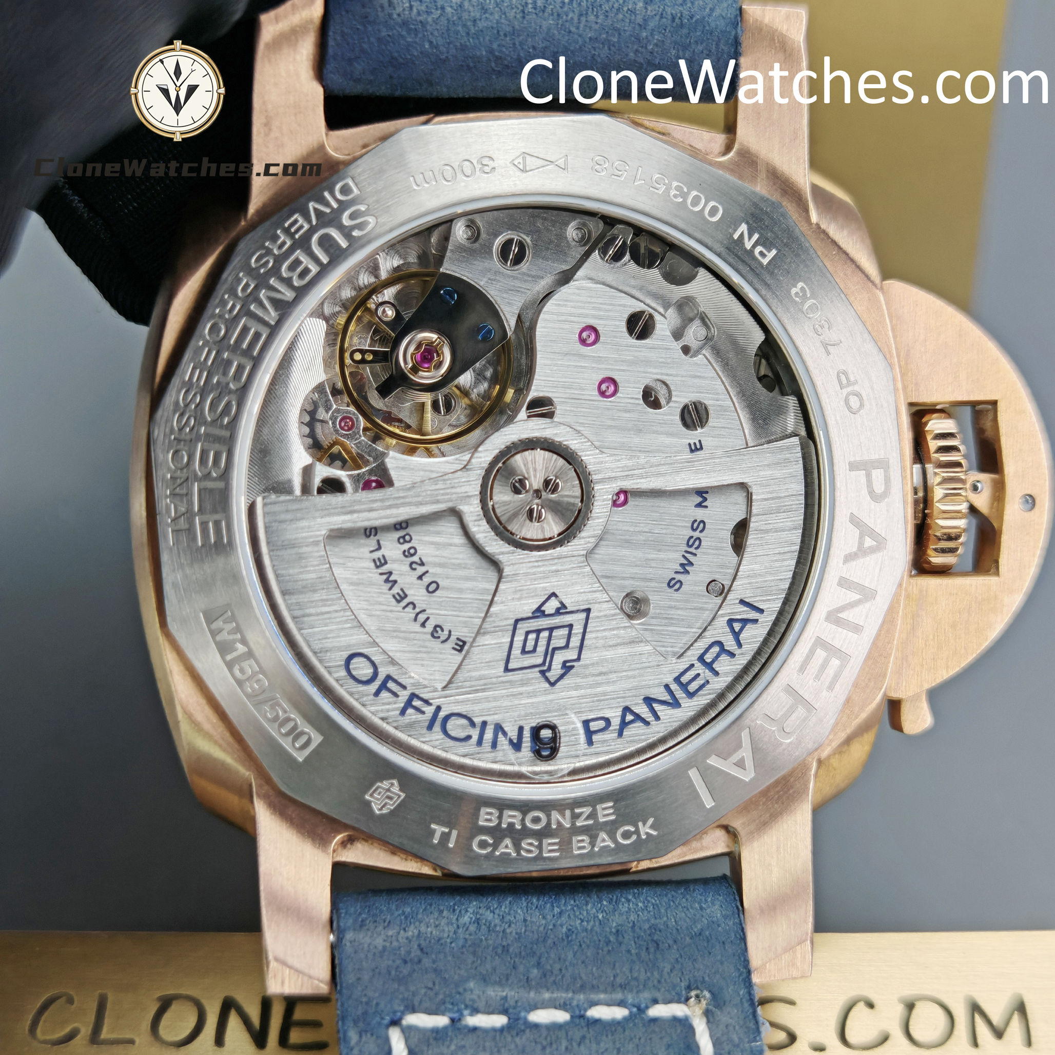 Panerai Super Clone Watches 1:1 Submersible Bronzo PAM01074 Blue Dial