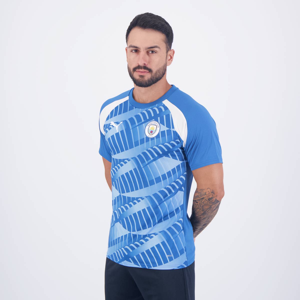 Camisa Puma Manchester City Pré-Jogo 2024 Azul e Branca