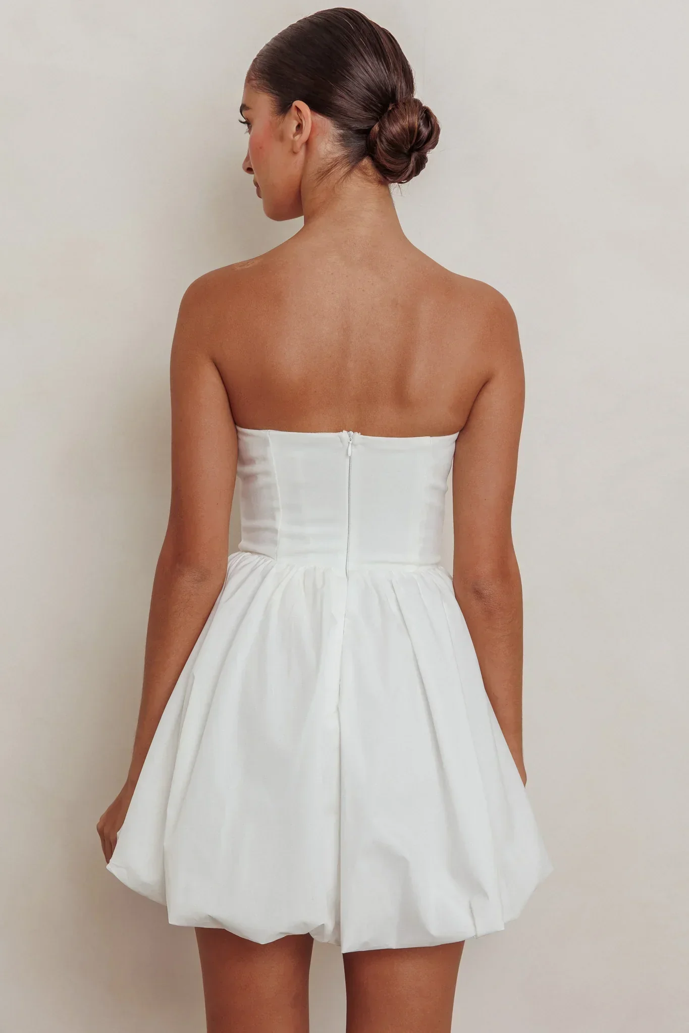Like Art Strapless Bubble Mini Dress Off White
