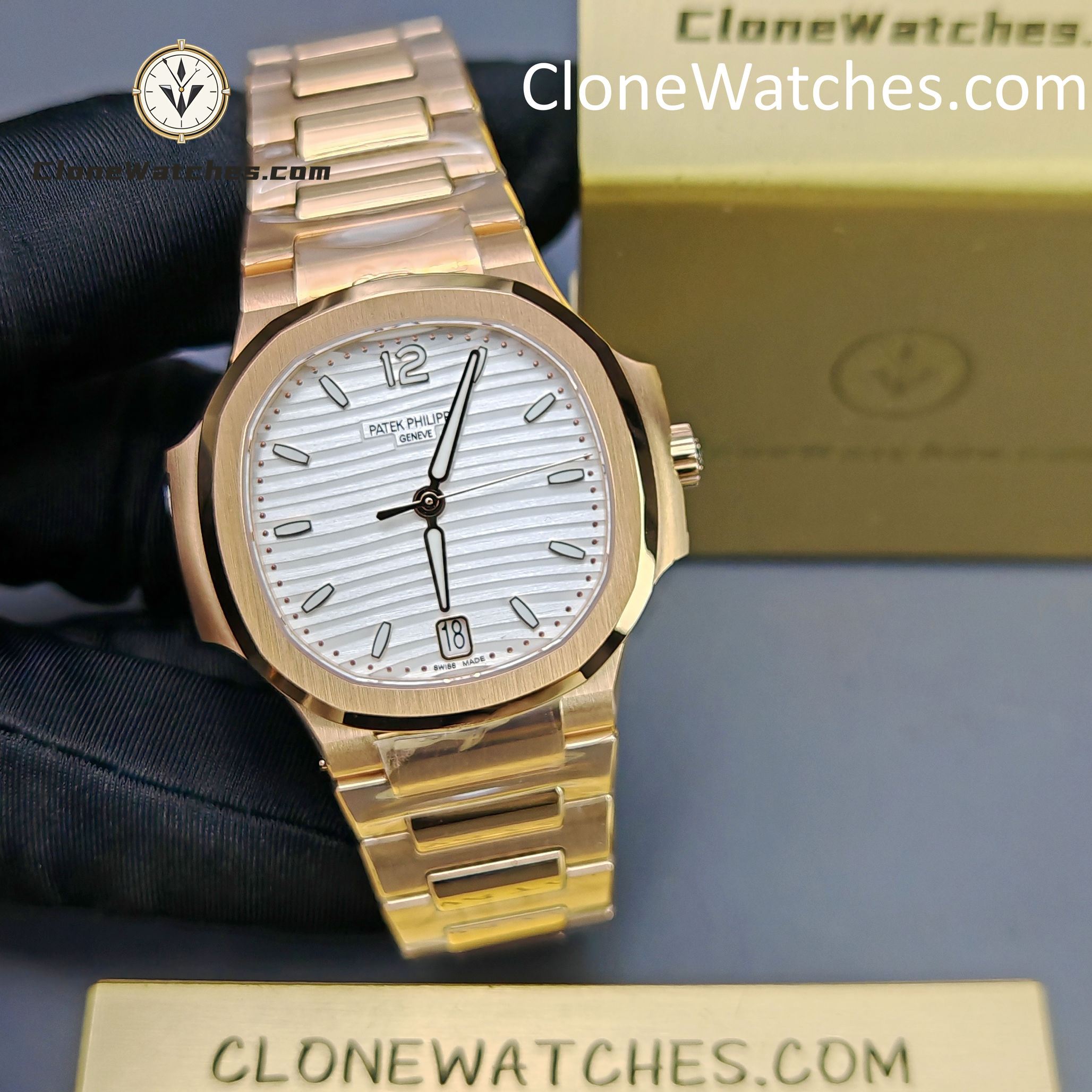 Patek Philippe Super Clone Watches 1:1 Nautilus Rose Gold 7118/1R-001 35.2 mm