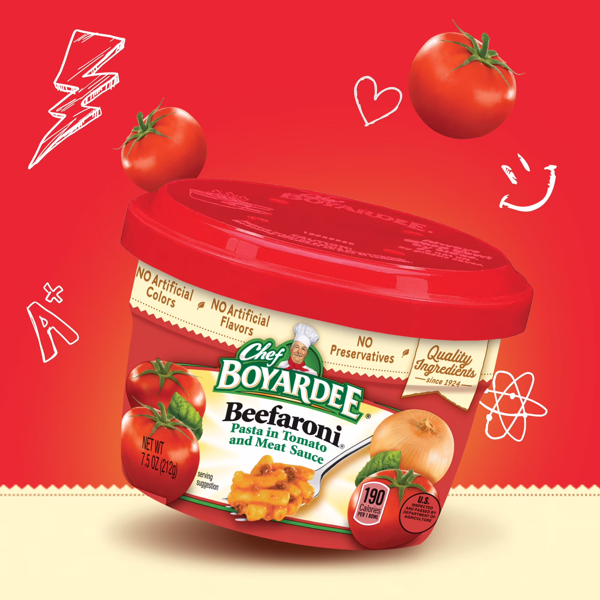 (12 pack) Chef Boyardee Beefaroni, Pasta in Tomato and Meat Sauce, Microwavable Meal, 7.5 oz. Bowl