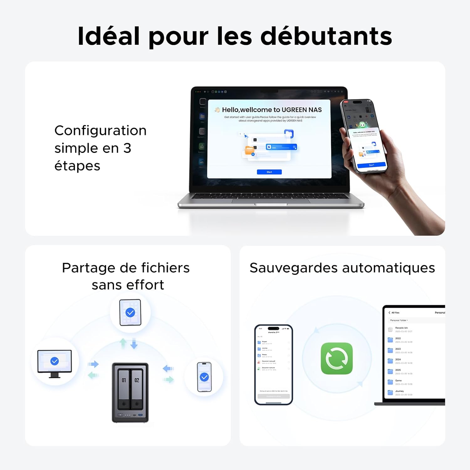 NAS bureau 2 baies DXP2800 Intel N100 8 Go DDR5 25 GbE M.2 NVMe HDMI 4K stockage réseau