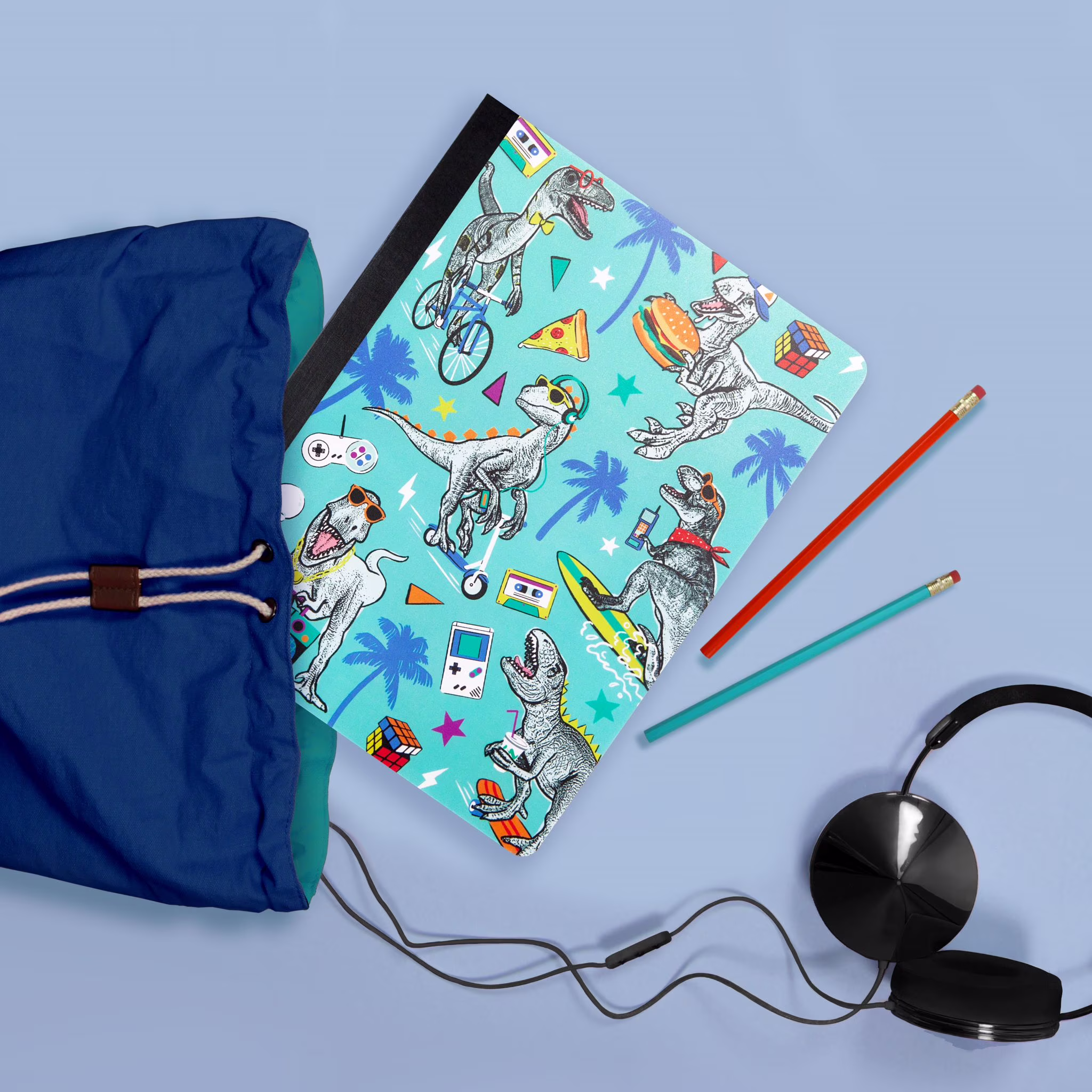 Mintgreen Journal, Composition Book, Wide Ruled, 80 Sheets, Recycled Paper, Dinosaurs