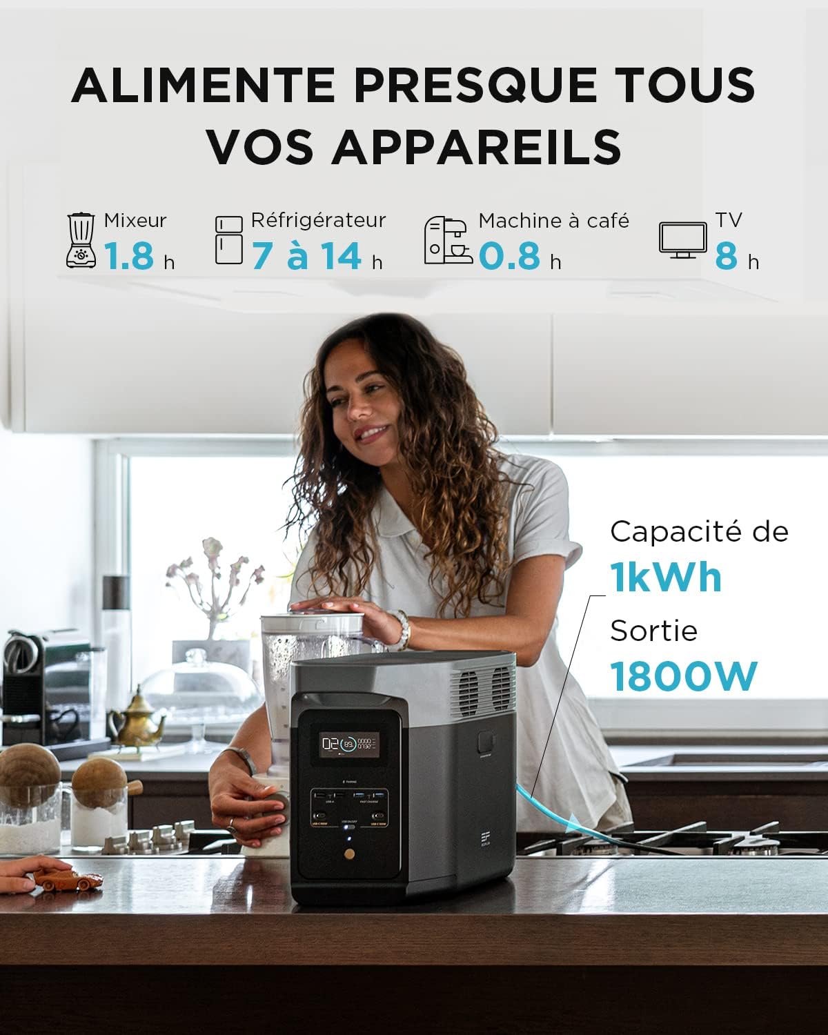 Station électrique portable 1–3 kWh batterie LFP charge rapide compatible solaire