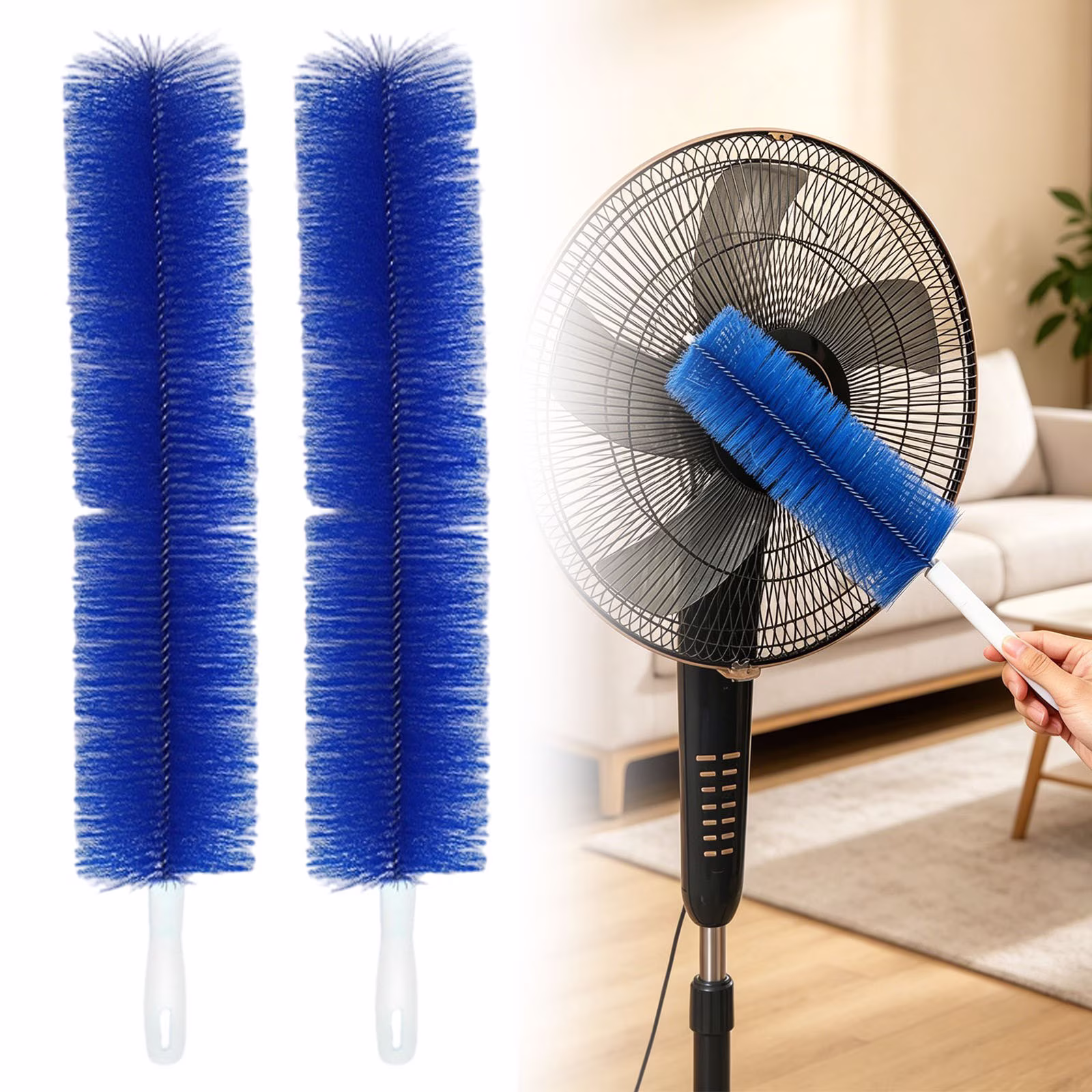 Bendable Fan Cleaner Brush - Flexible Dust Remover for Ceiling Fans, Vents, Blinds & Car - Washable Reusable Duster - 2 Pack