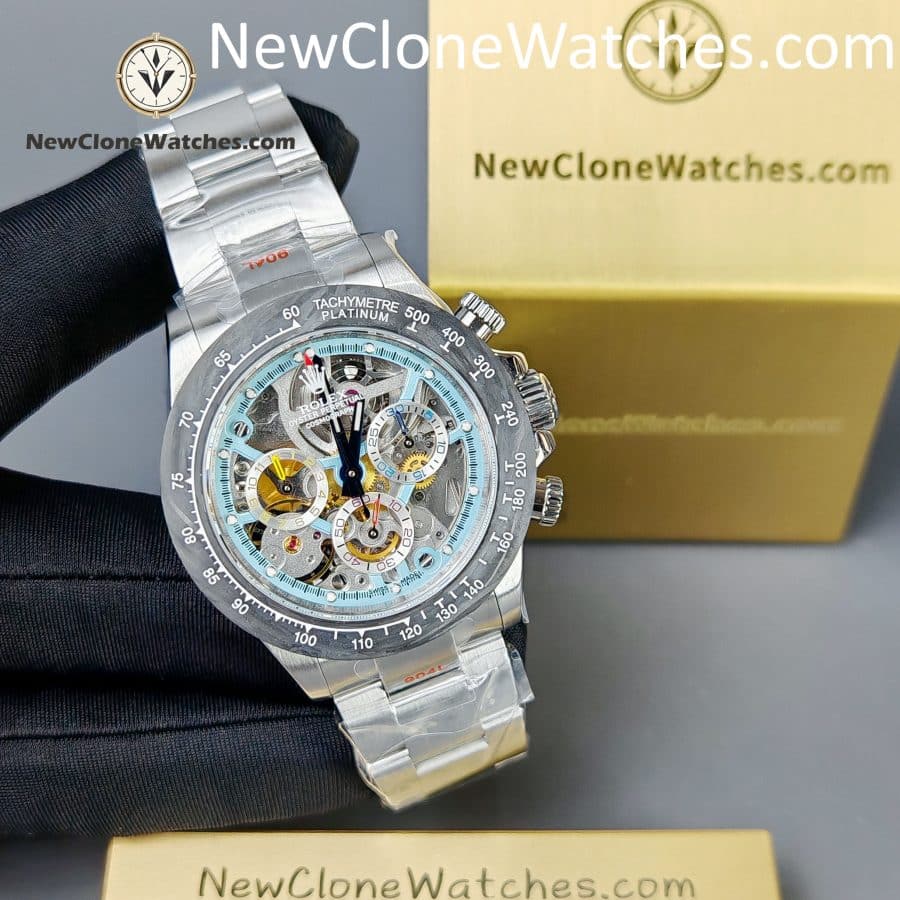 Modified Super Clone Watches 1:1 Sonic Rolex Daytona Skeleton Dial 4130 Movement