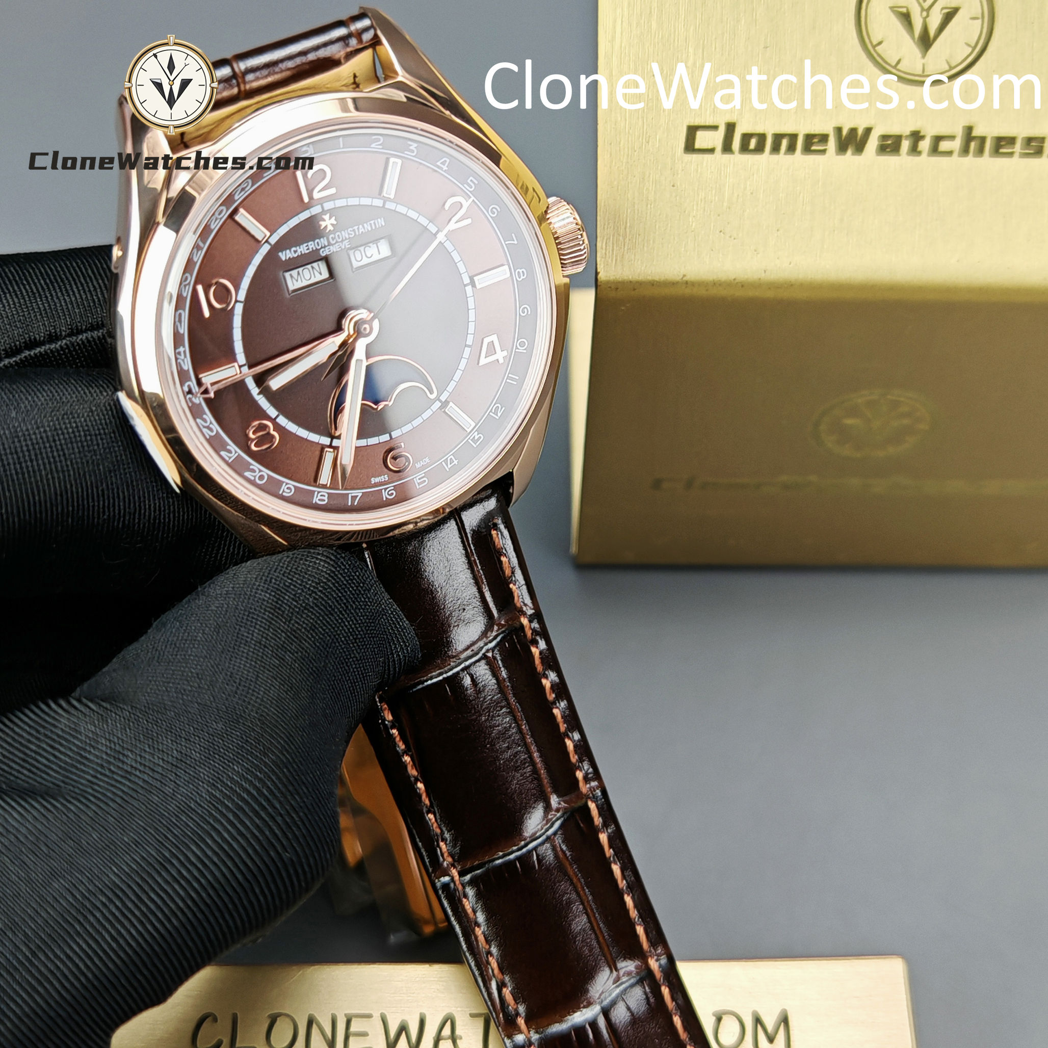 Vacheron Constantin Super Clone Watches 1:1 Fiftysix 4000E/000R-B065 Sepia Brown-Toned Dial