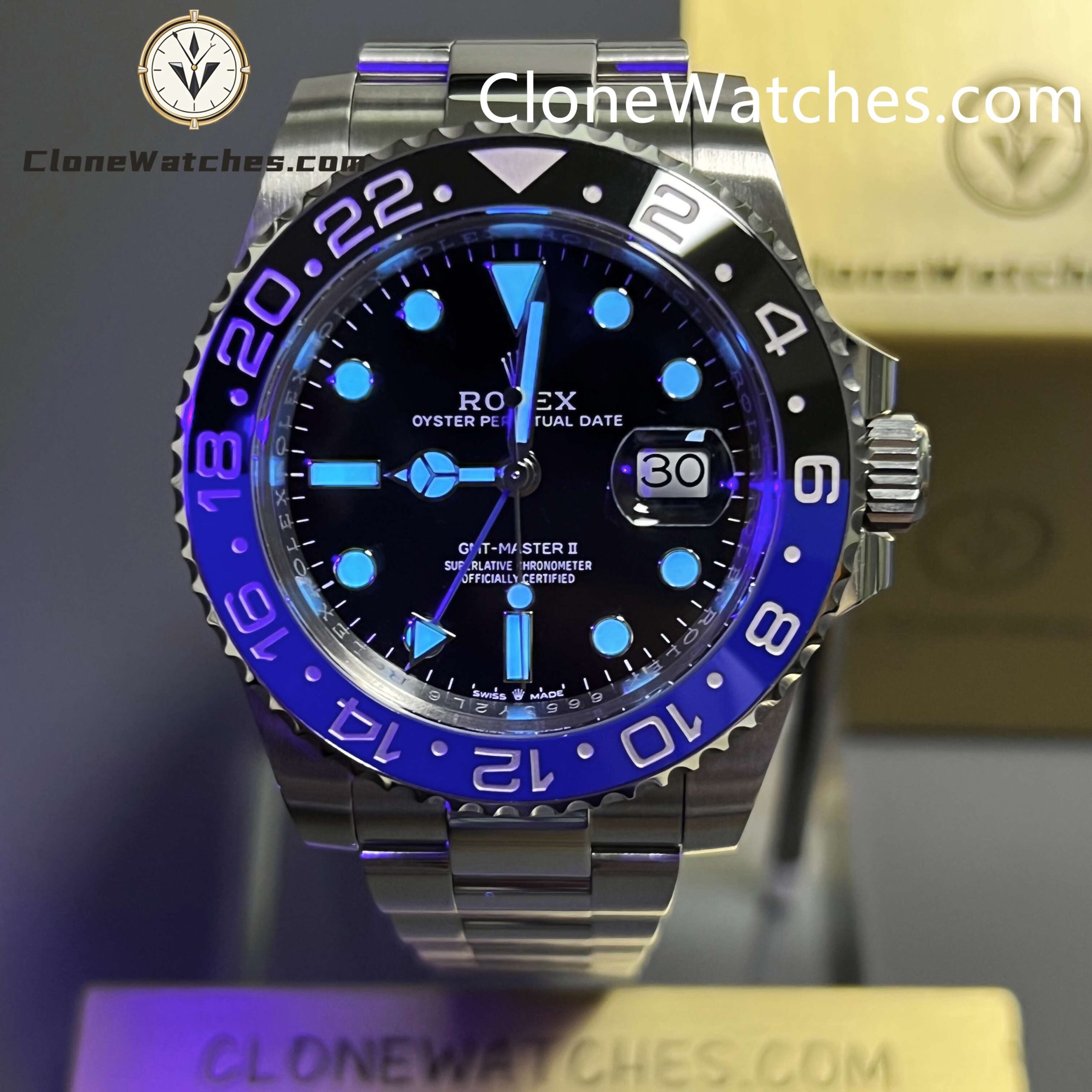 Rolex Super Clone Watches 1:1 BATMAN GMT Master II M126710blnr Oyster 3285 Movement
