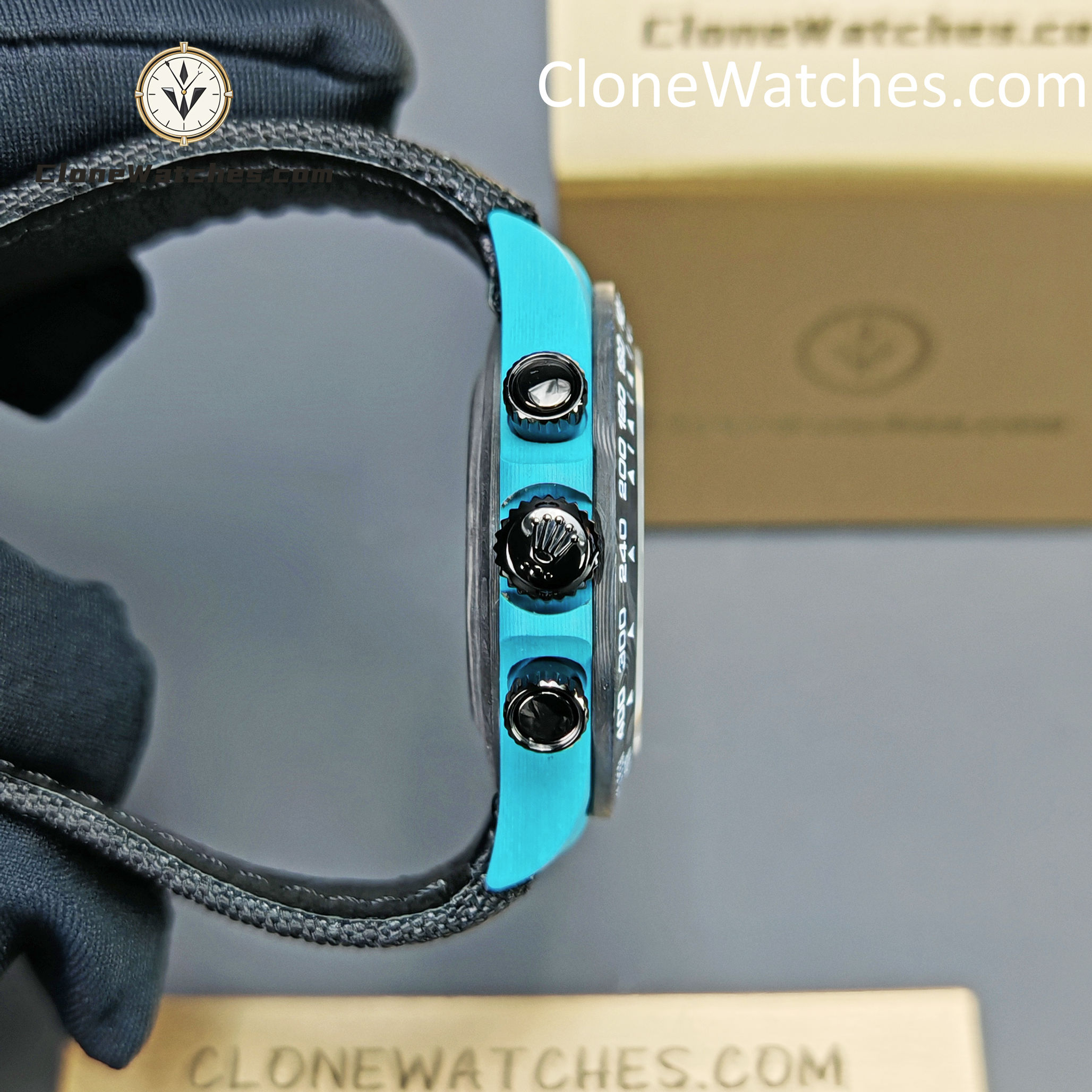 Modified Super Clone Watches 1:1 DiW Rolex Daytona Quartz Fiber CELESTE INVERT
