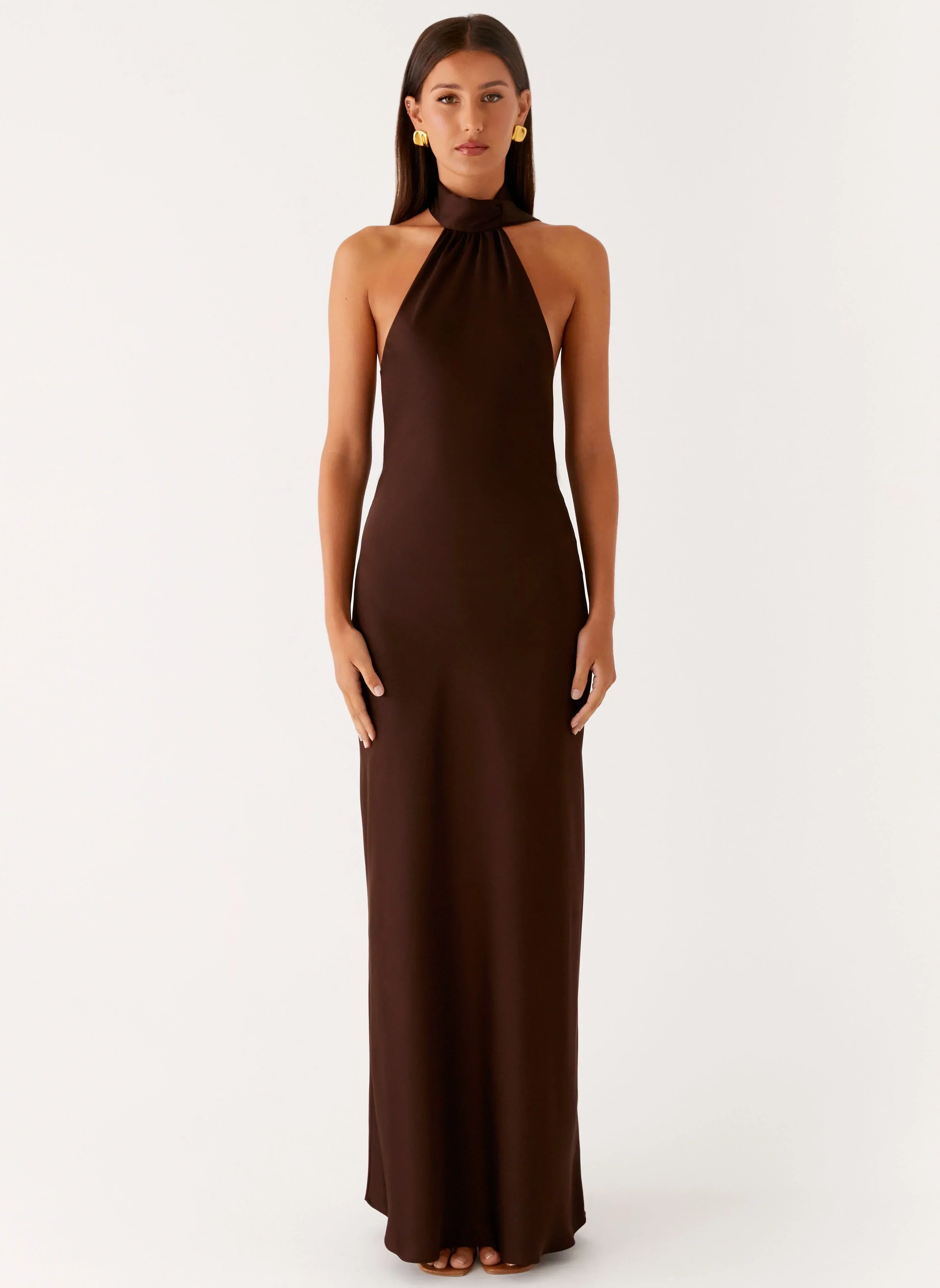 Keena Scarf Maxi Dress - Chocolate