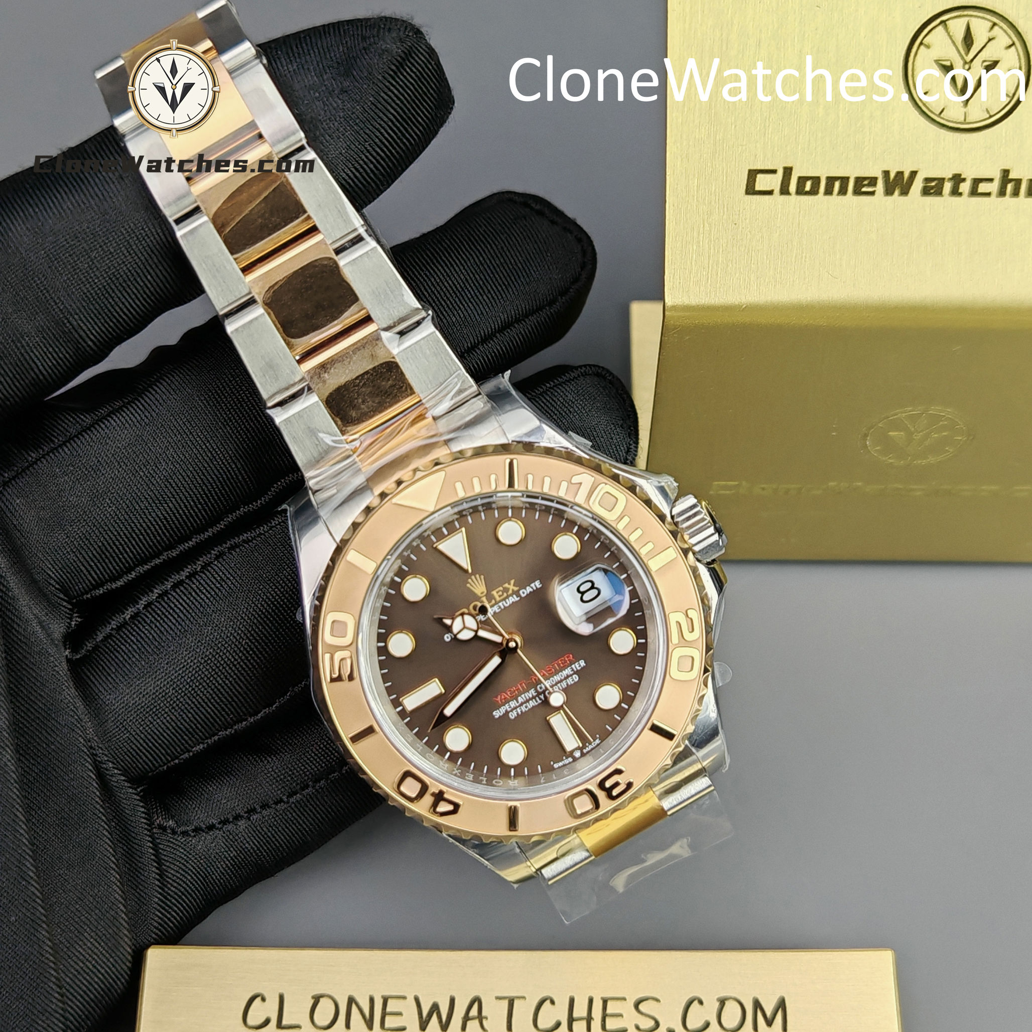 Rolex Super Clone Watches 1:1 Yacht Master Brown Dial Rose Gold M126621-0001 3235 Movement
