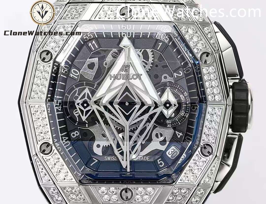 Hublot Super Clone Watches 1:1 Spirit of Big Bang Sang Bleu Titanium Pavé 648.NX.0107.RX.1604.MXM23