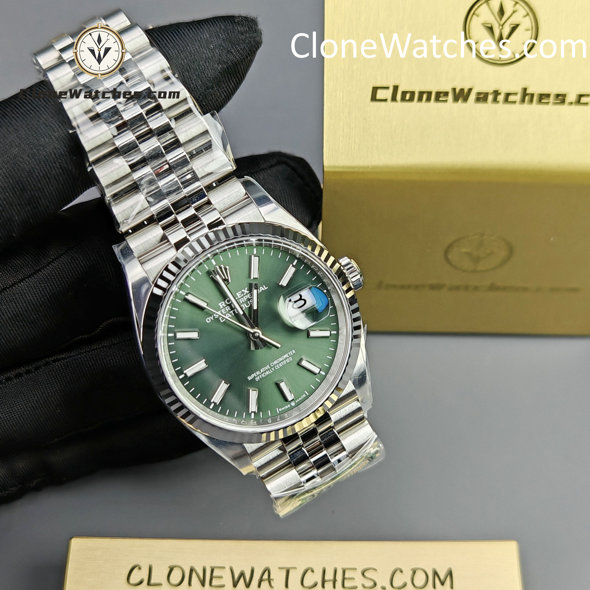 Rolex Super Clone Watches 1:1 DateJust M126234 – 0051 Green Dial Jubilee 36MM 3235 Movement