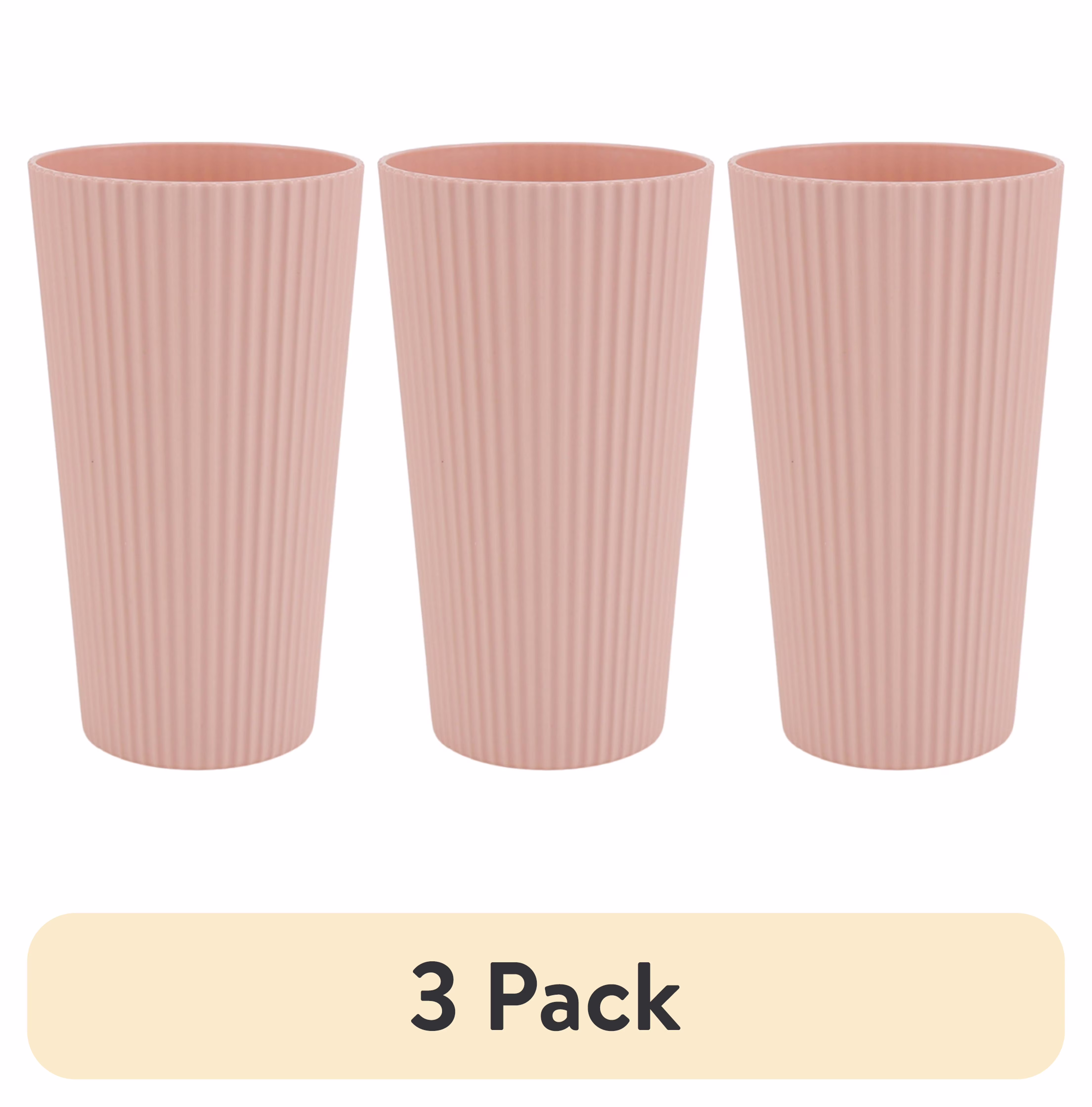 (3 pack) Mainstays Blush Pink Recycled Plastic Beverage Tumbler, 26 oz, 1 Piece