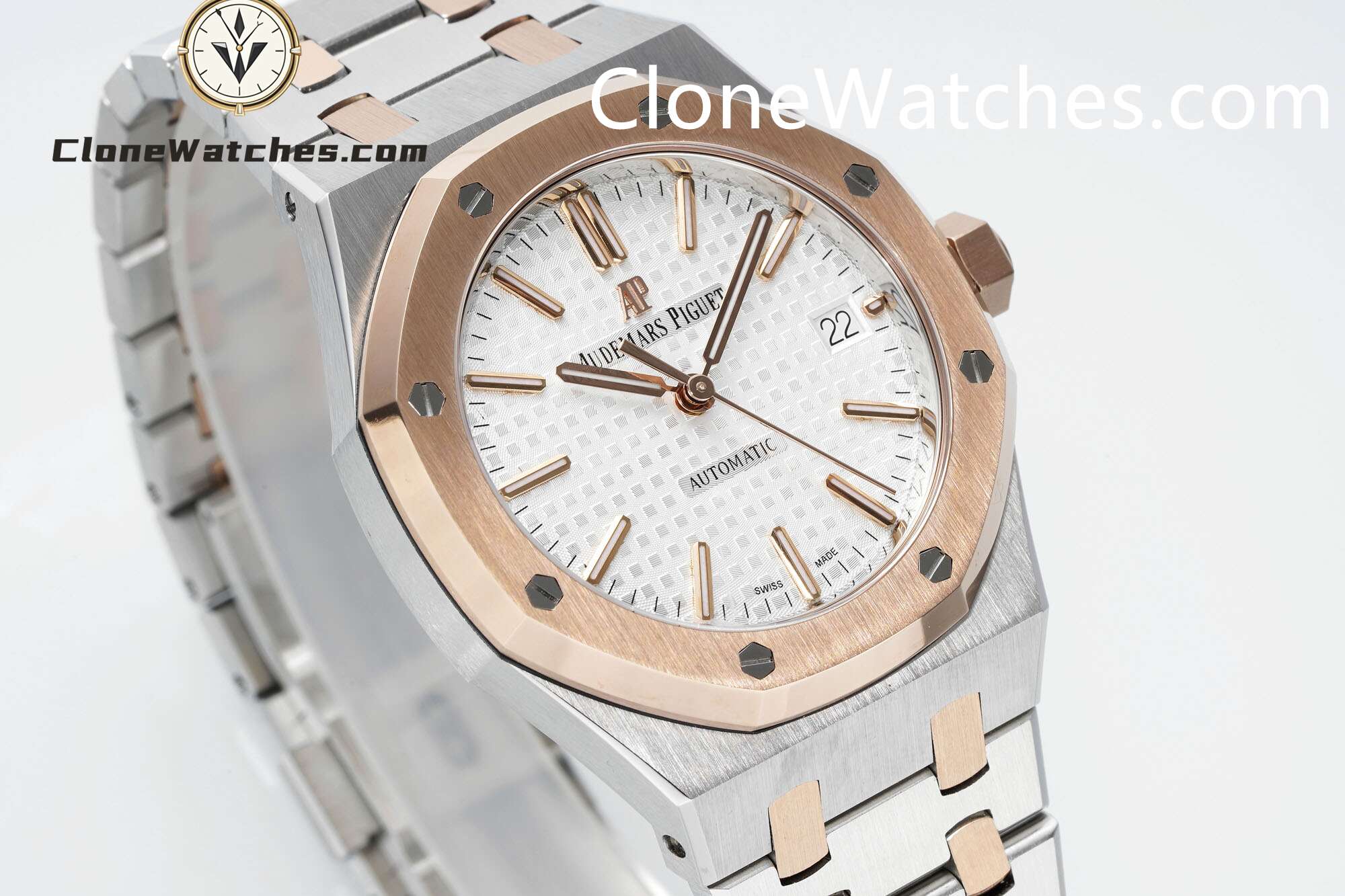Audemars Piguet Super Clone Watches 1:1 Royal Oak Rose Gold 15450SR White Dial 37MM