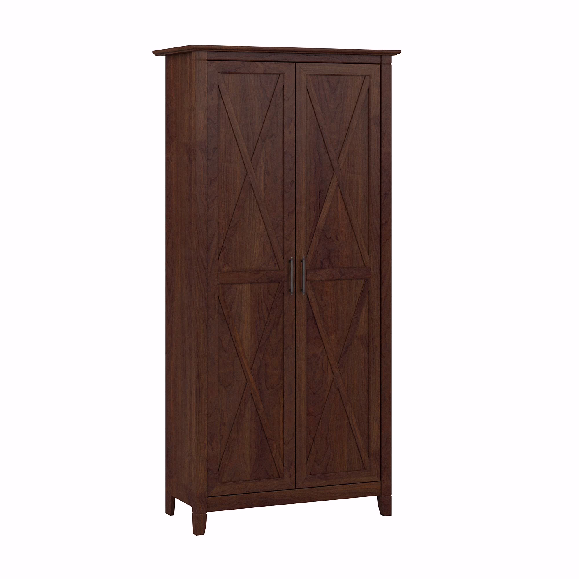 Bush Furniture Key West Tall Bathroom Storage Cabinet with Doors, Bing Cherry
