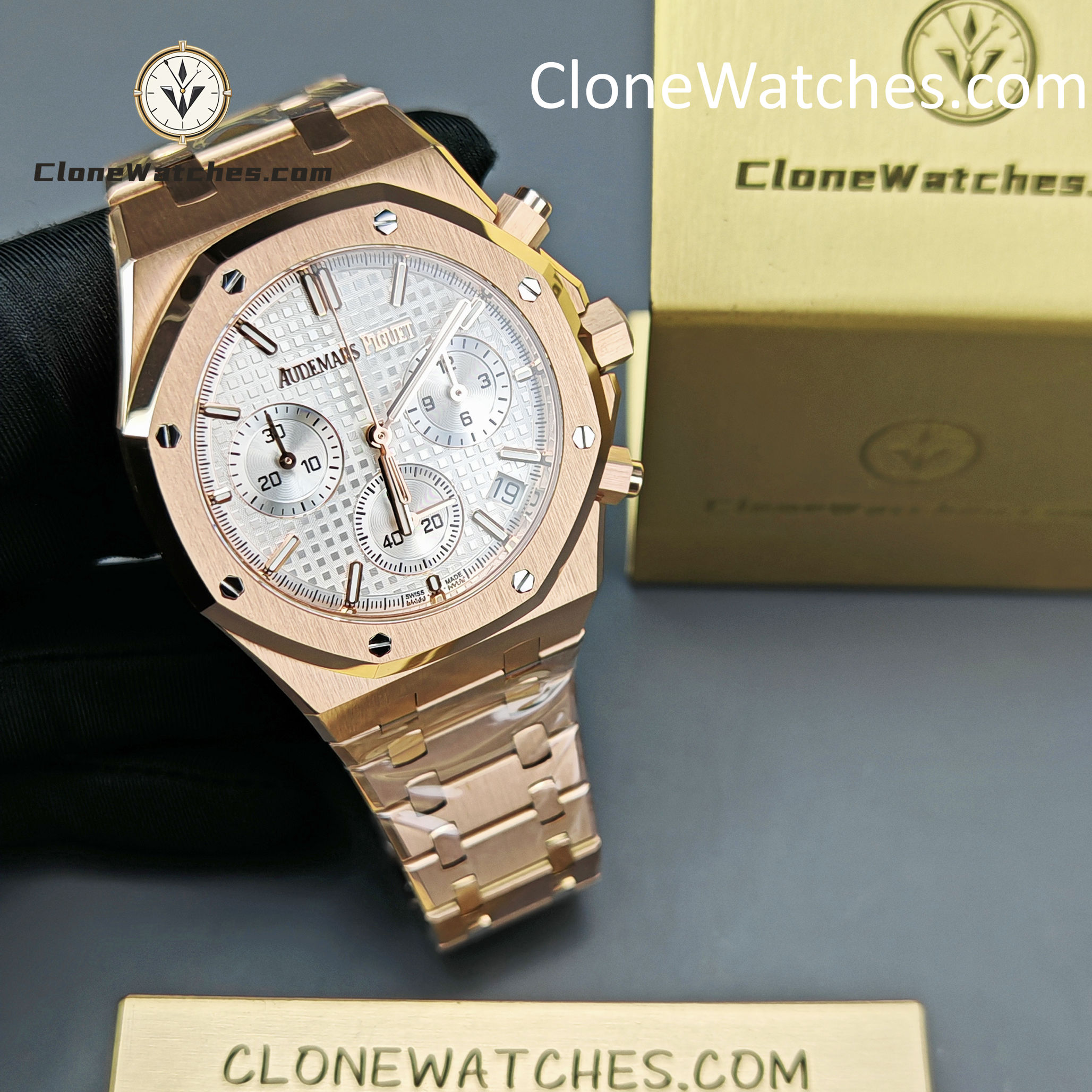 Audemars Piguet Super Clone Watches 1:1 Royal Oak Rose Gold 26240 White Dial