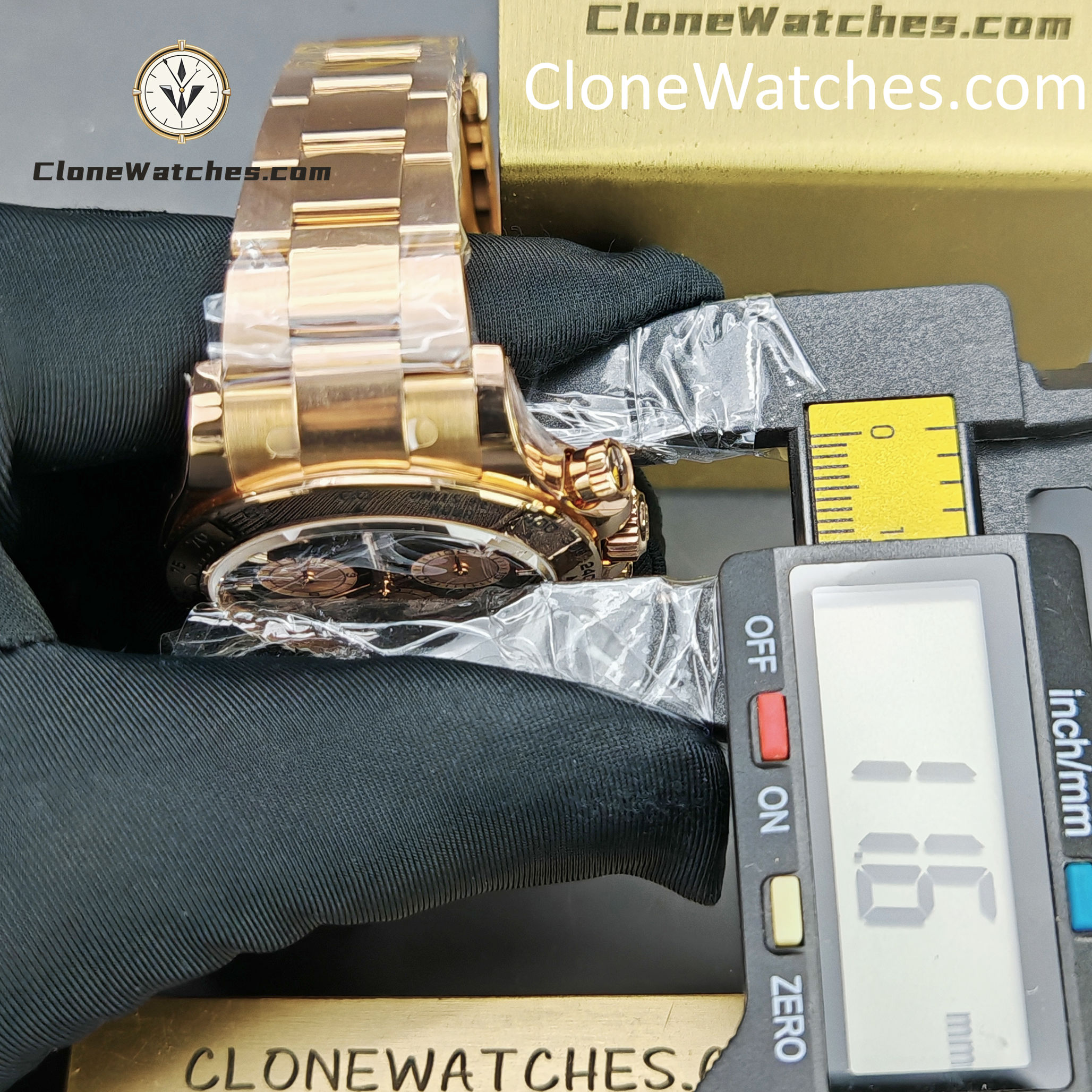 Rolex Super Clone Watches 1:1 Daytona 18K Rose Gold Black Dial m126505-0001 4131 Movement