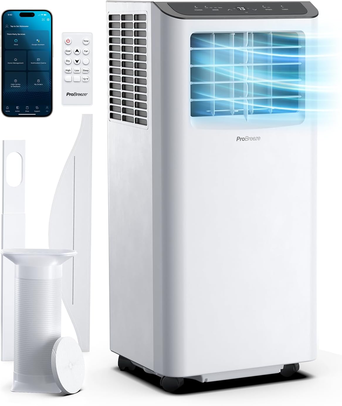 Climatiseur mobile 9000 BTU 4 en 1 WiFi minuterie 24 h télécommande kit fenêtre 22 m² classe A