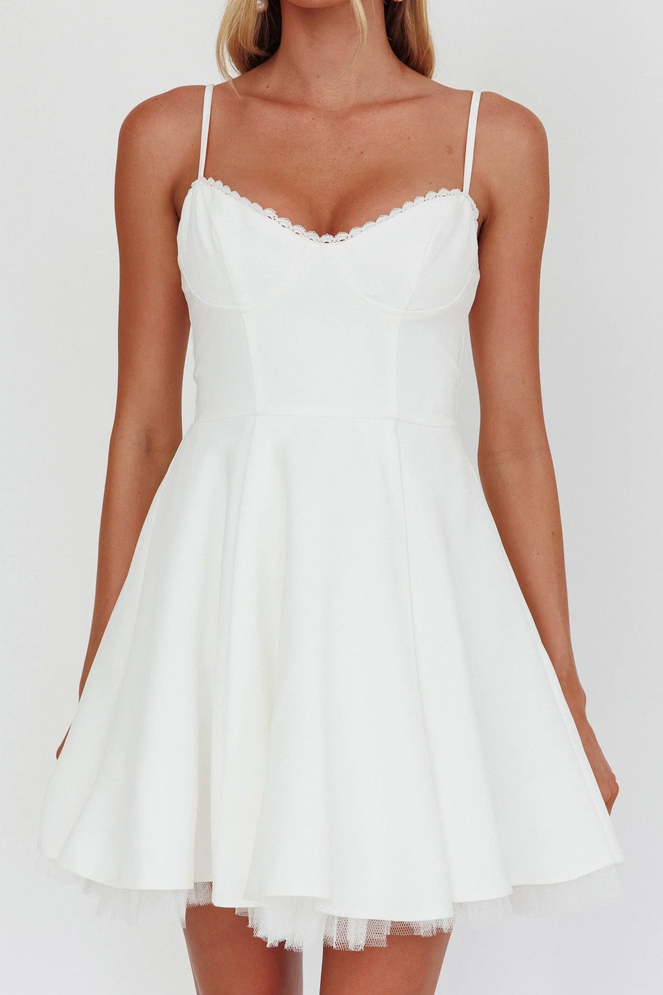 Scully Frill Trim A-Line Mini Dress White