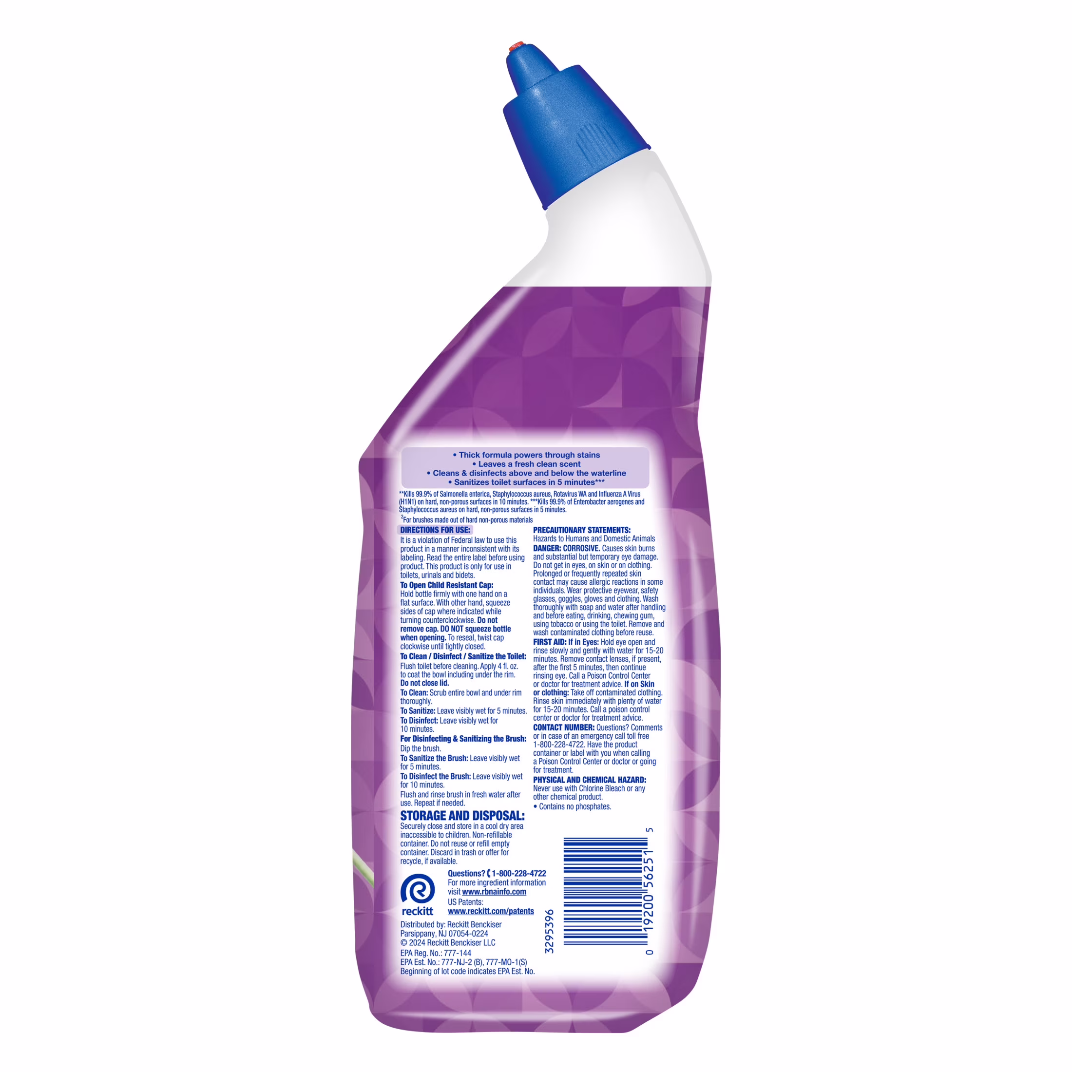 Lysol Toilet Bowl Cleaner Clinging Gel, Disinfecting Bathroom Cleaner and Toilet Bowl Stain Remover, Lavender & Cotton Blossom Scent, 24 fl oz
