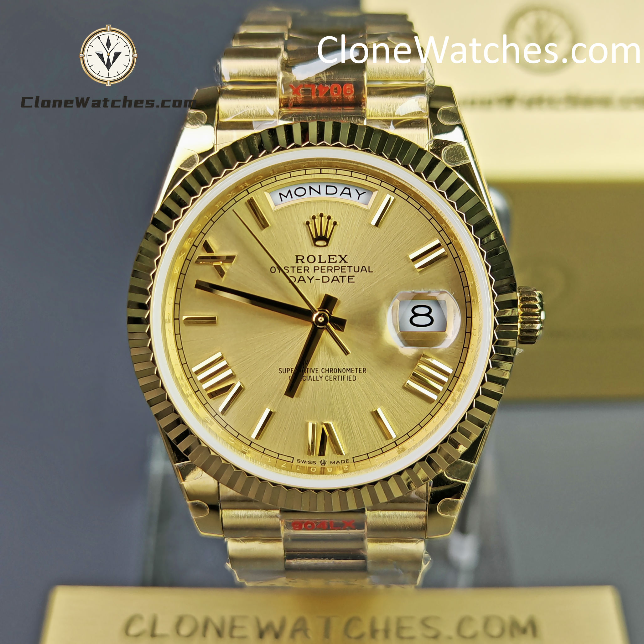 Rolex Super Clone Watches 1:1 Day Date 18K Gold 40mm M228238-0006 3255 Movement