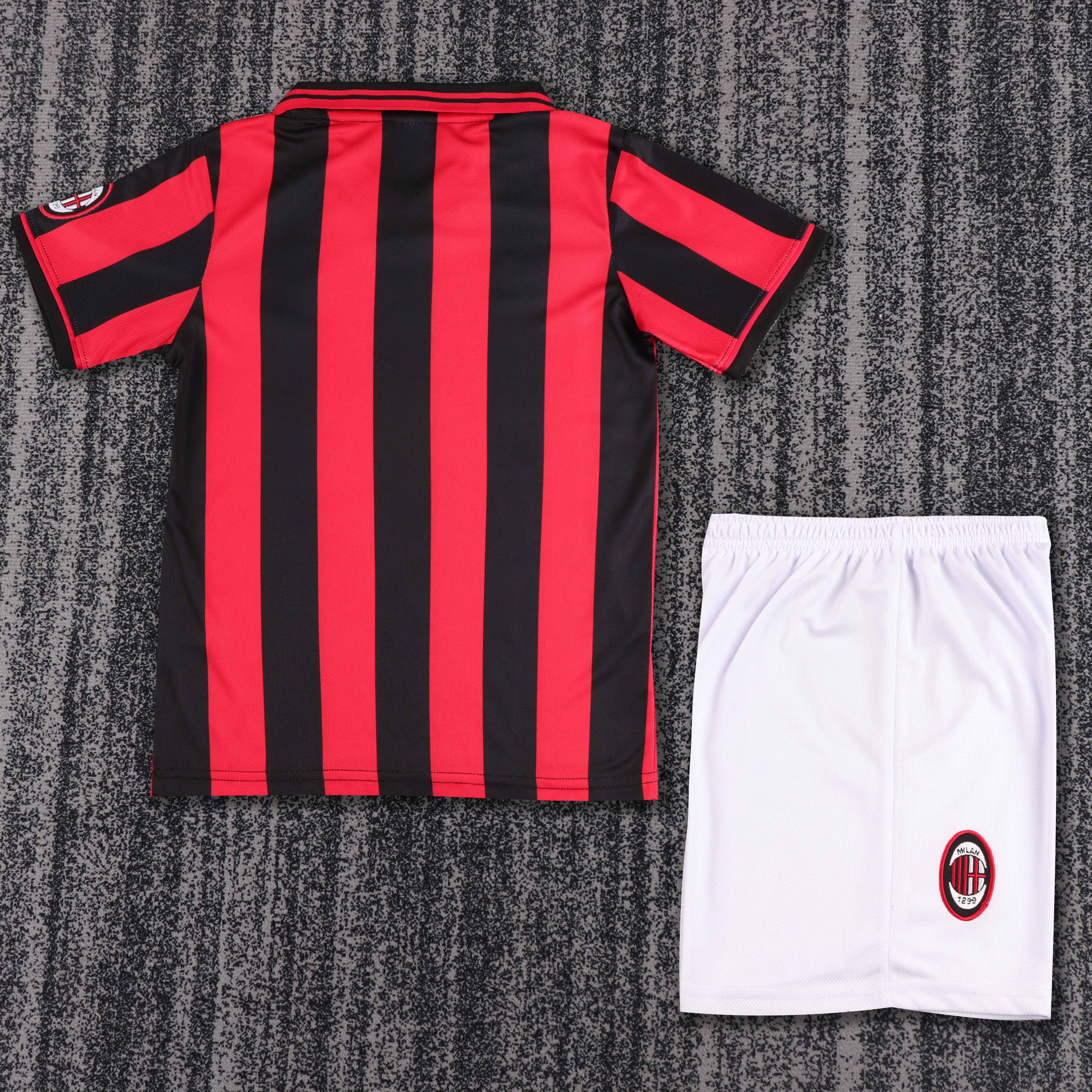1996-97 AC Milan Home Retro Children's Jersey Set - Fans Edition