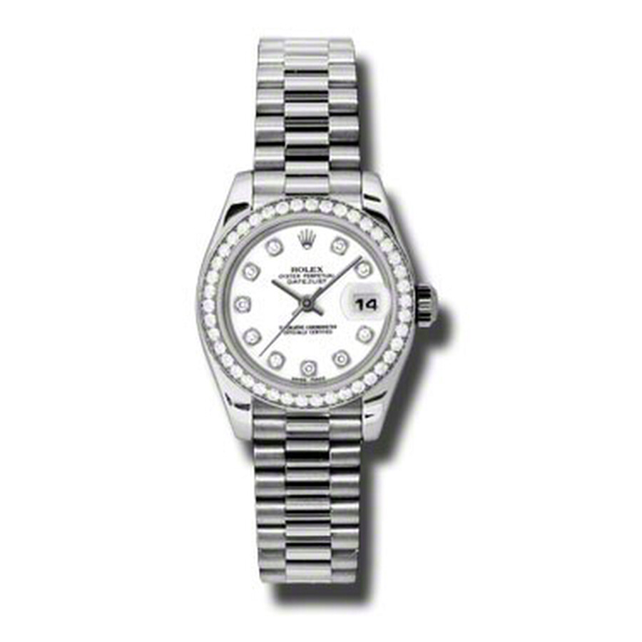 Rolex Lady-Datejust 26 White Dial Platinum President Automatic Ladies Watch 179136WDP（Lifetime free warranty+90-days replacement service & Refund!.）