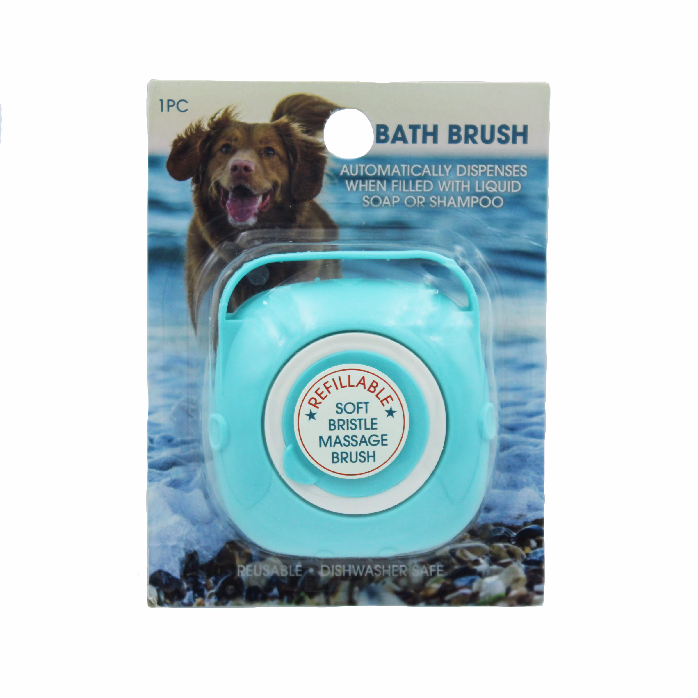 Gwen Studios Pet Bath & Massage Brush, Grooming Scrubber for Dogs & Cats, Blue, 1 Count