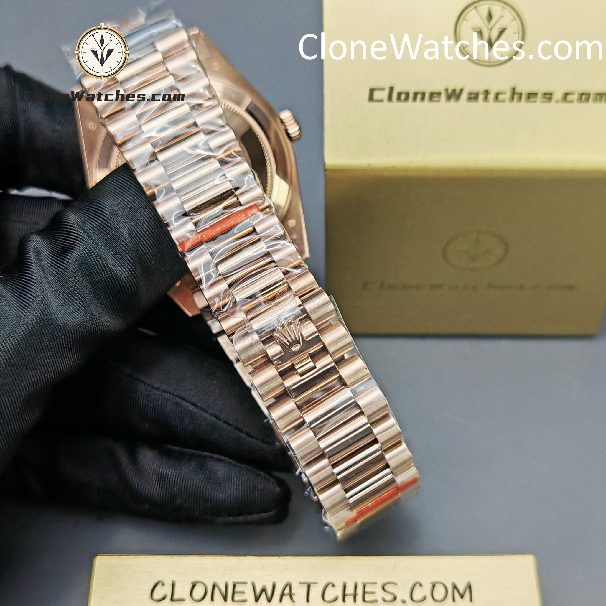 Rolex Super Clone Watches 1:1 Day Date Rose Gold Green Roman Dial 40mm m228345rbr-0011 3255 Movement