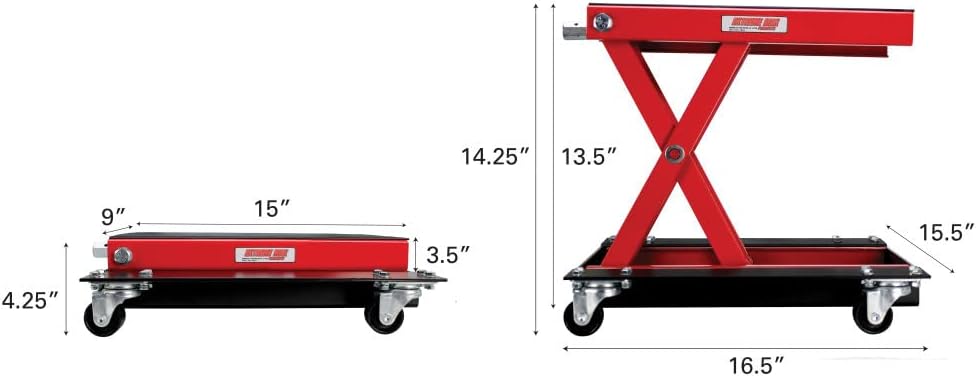 Cric moto large avec chariot capacité 5000 kg