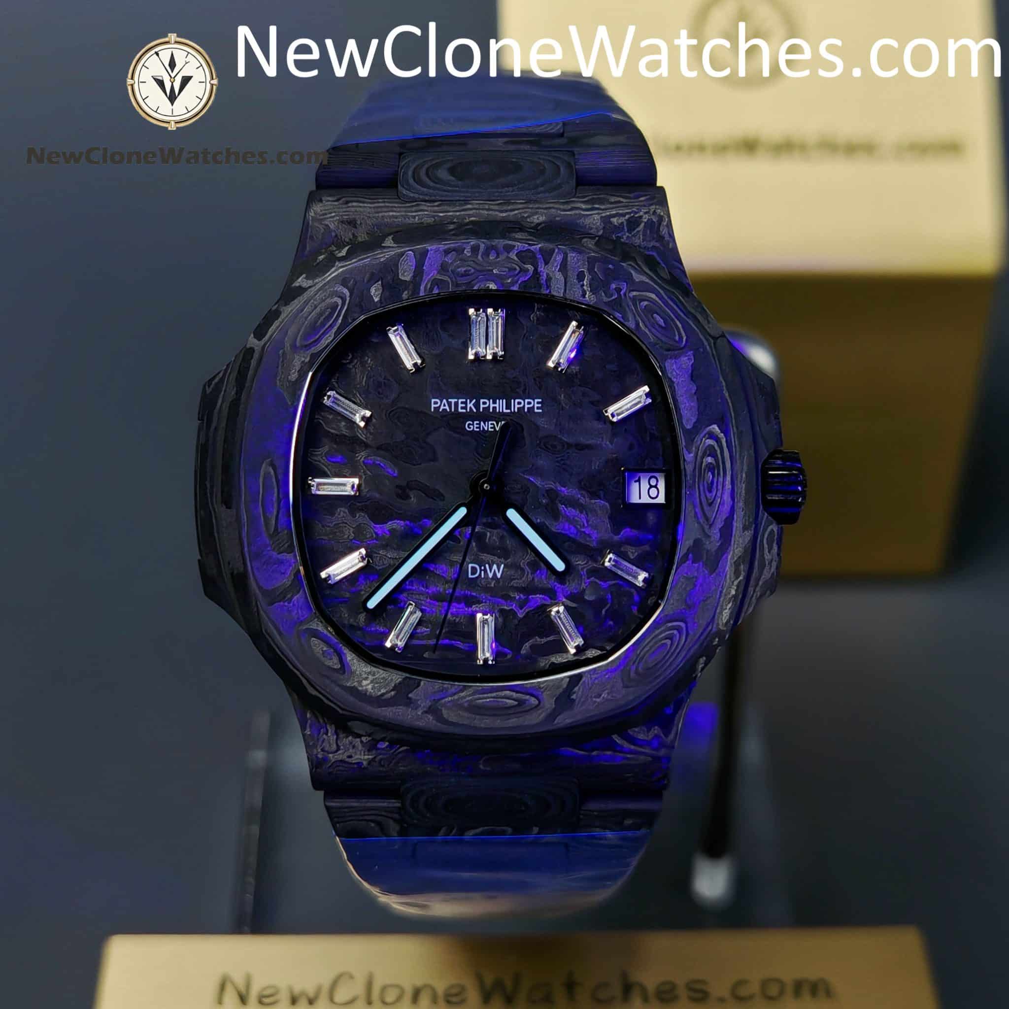 Modified Super Clone Watches 1:1 DiW Patek Philippe Nautilus 5711 Carbon Dial On Carbon Bracelet