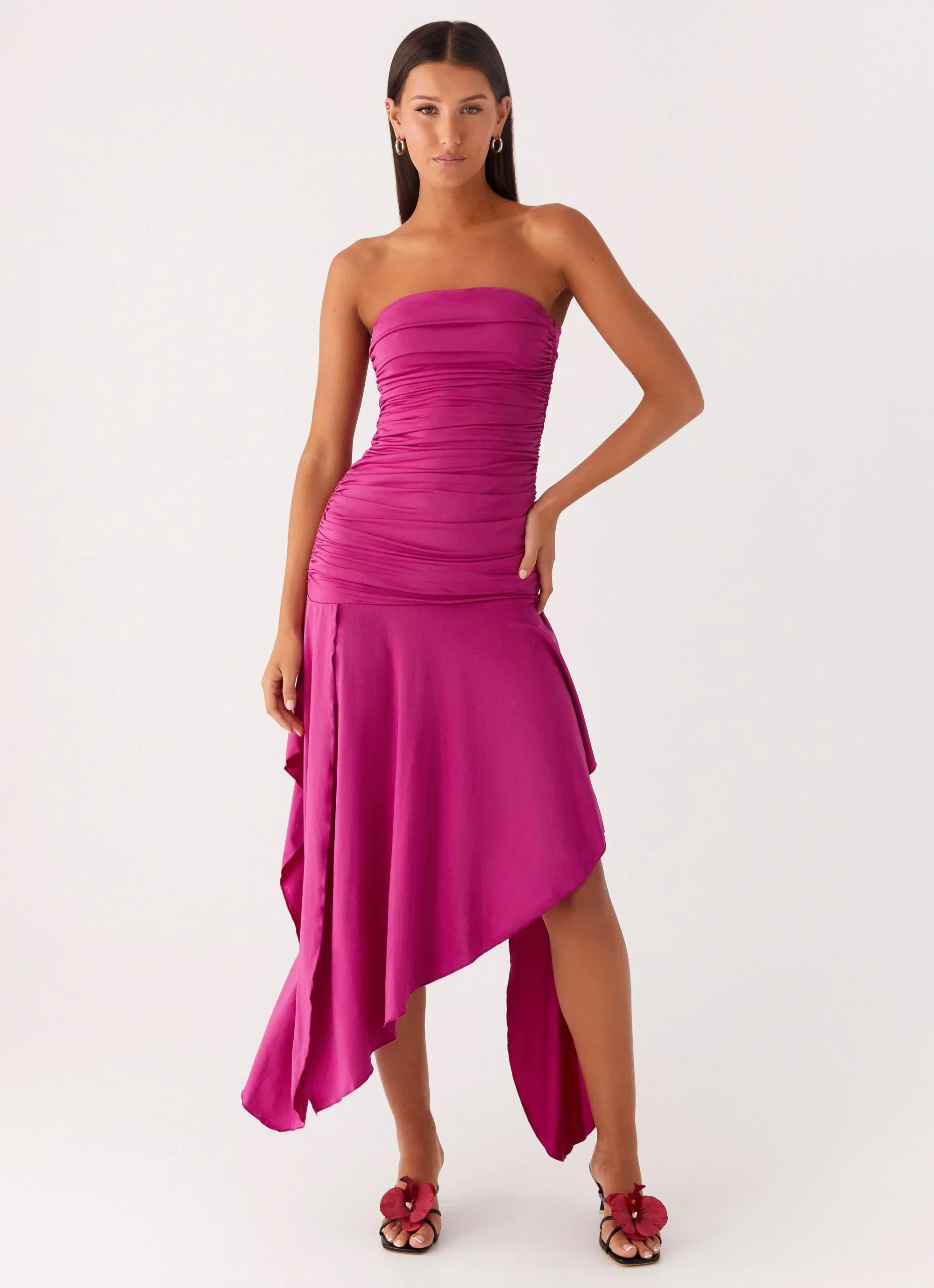 Ora Strapless Maxi Dress - Fuchsia